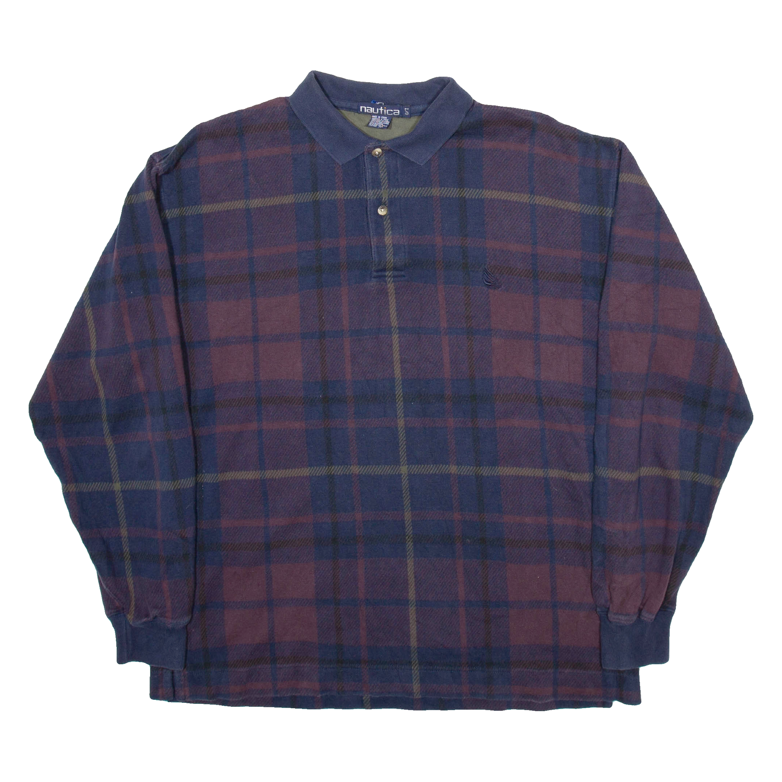 NAUTICA Mens Polo Shirt Blue Check Long Sleeve L Refurbished - N/A refurbished available on Cerqular