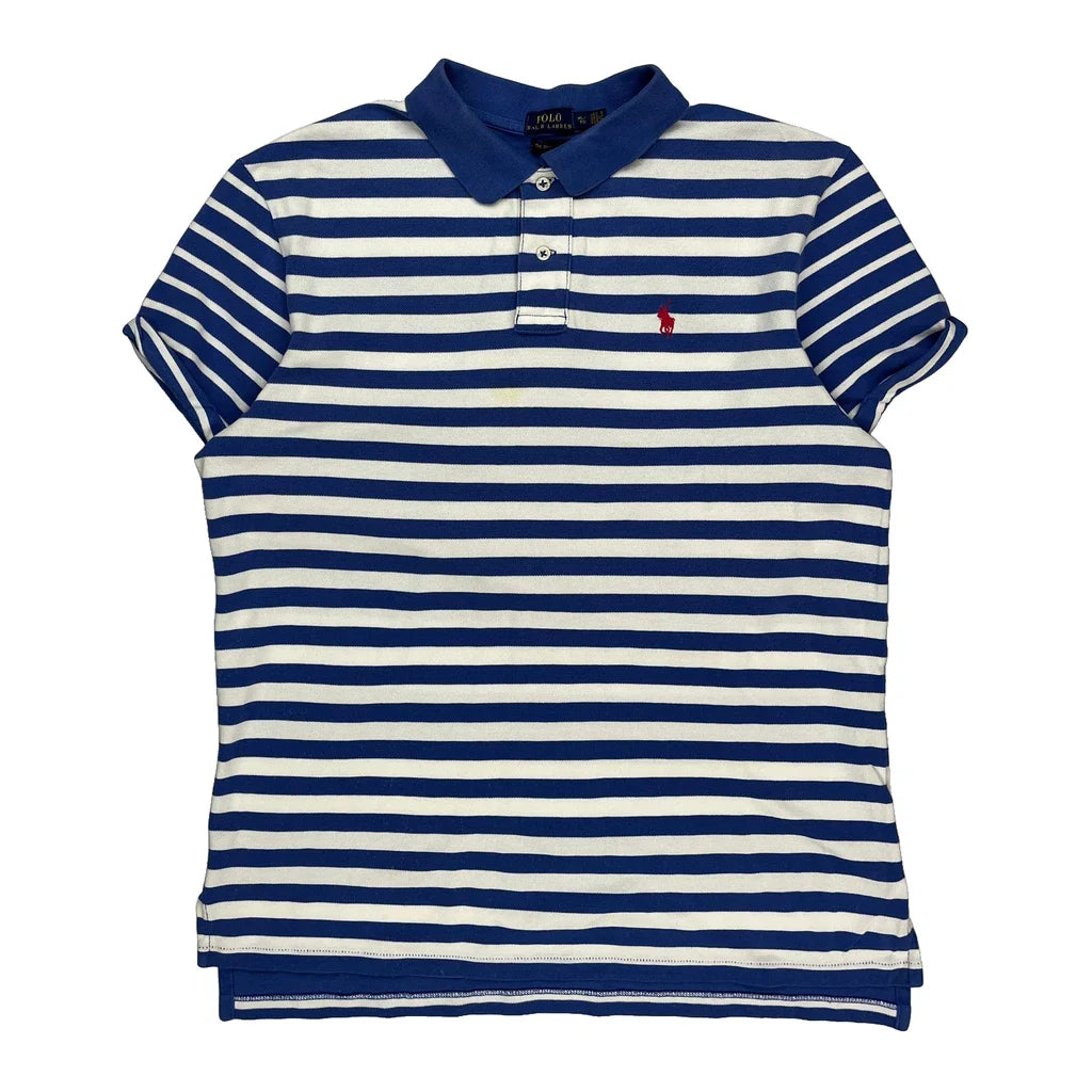 The Boyfriend Polo Polo By Ralph Lauren Striped Polo Shirt - XL Blue Cotton Refurbished - Thrifted (note: this is a term often used to describe second- refurbished available on Cerqular