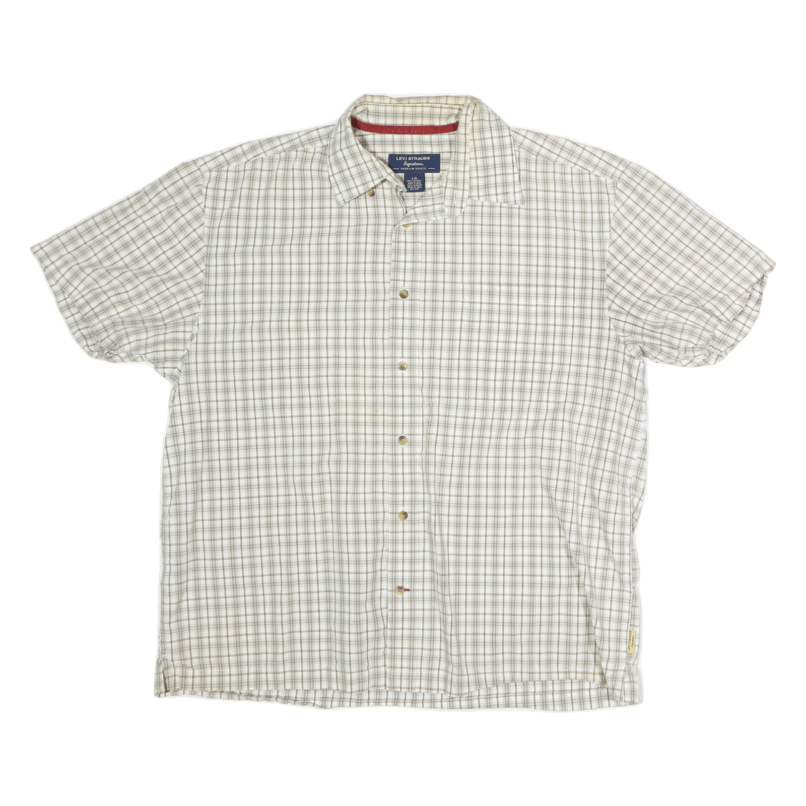 LEVI'S Mens Beige & Cream Check Shirt L Lightweight Cotton Summer Casual Refurbished - N/A refurbished available on Cerqular
