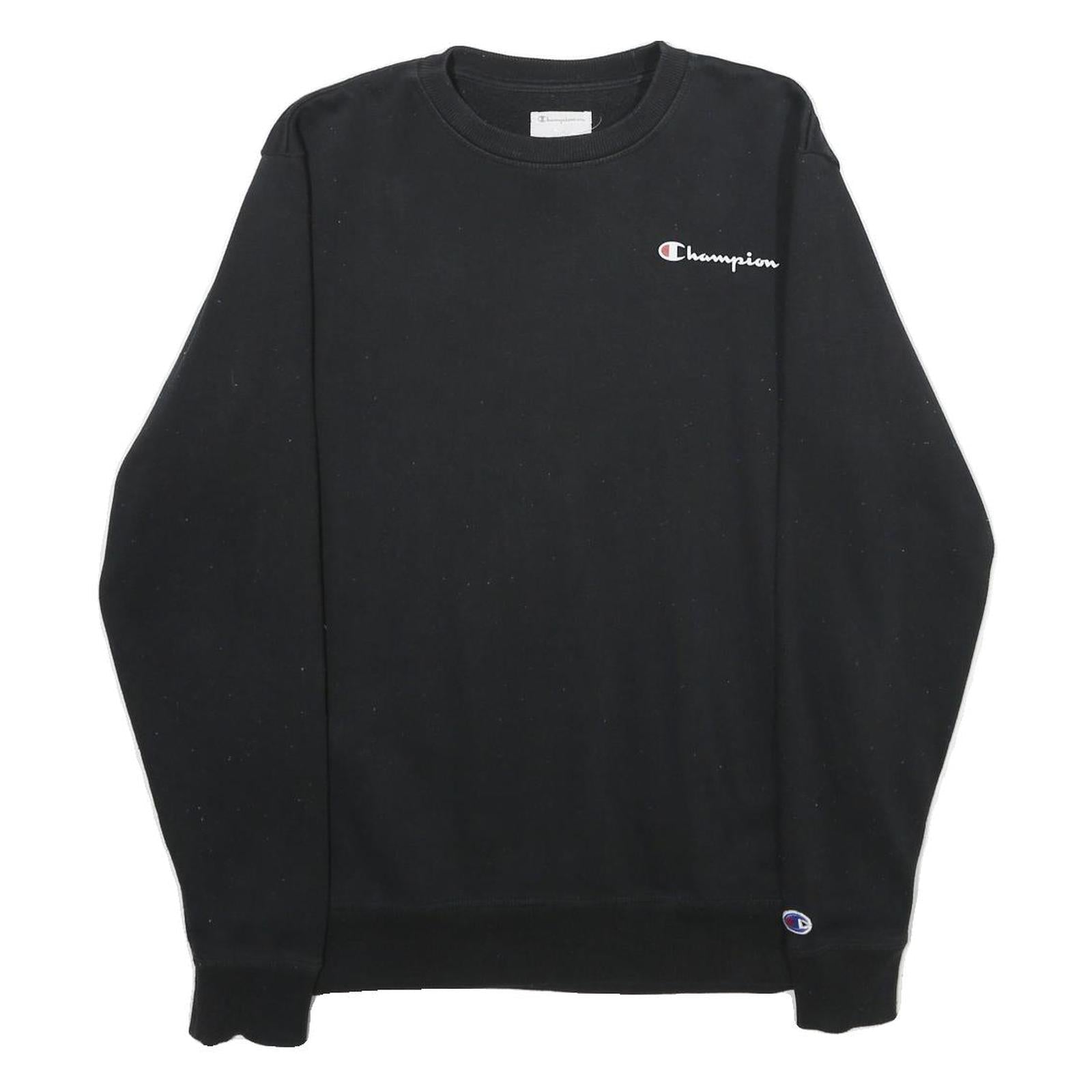 CHAMPION Mens Black S Crew Neck Cotton Blend Sweatshirt Pullover Refurbished - N/A refurbished available on Cerqular