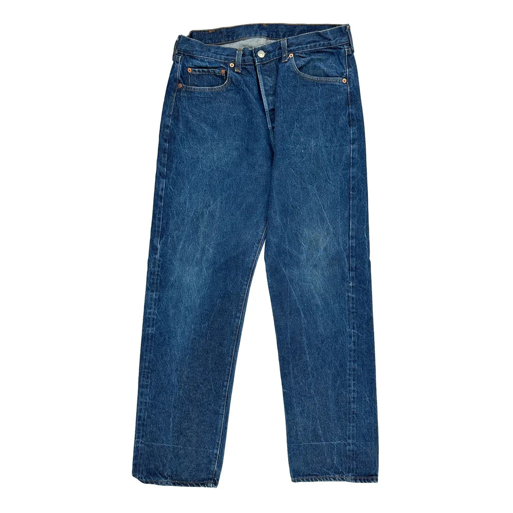 501 Levis Jeans - 32W 30L Blue Denim Refurbished - Thrifted (note: this is a term often used to describe second- refurbished available on Cerqular