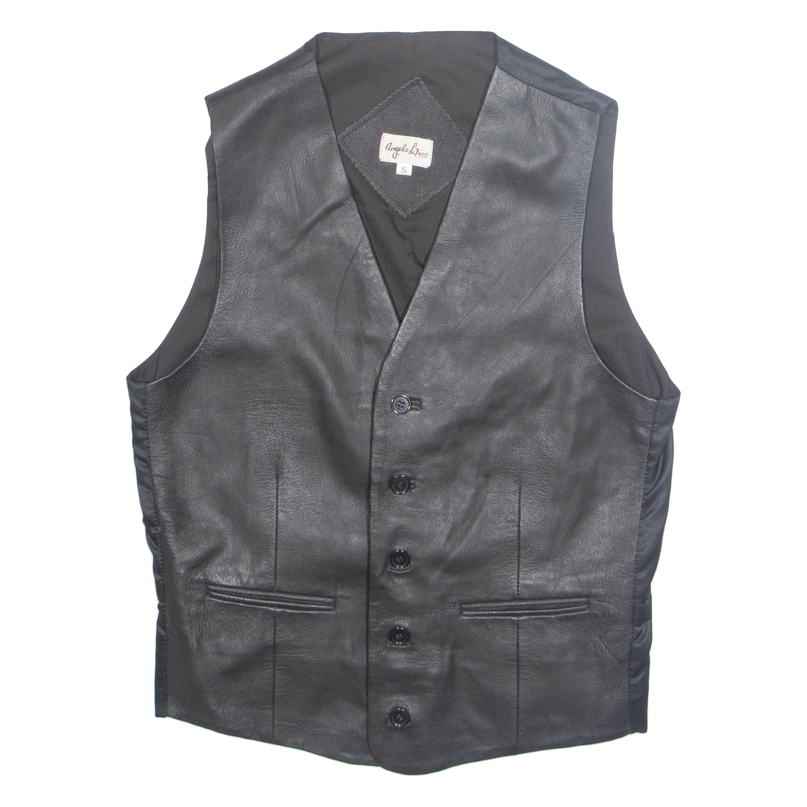 ANGELO LITRICO Mens Waistcoat Black Faux Leather S Refurbished - N/A refurbished available on Cerqular
