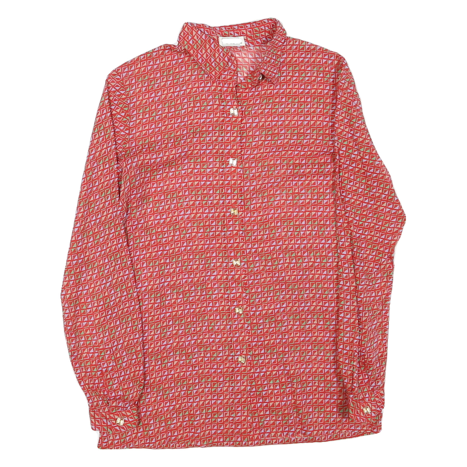 VAGI Womens Red Printed Shirt Long Sleeve Collared S Lightweight Blouse Refurbished - N/A refurbished available on Cerqular