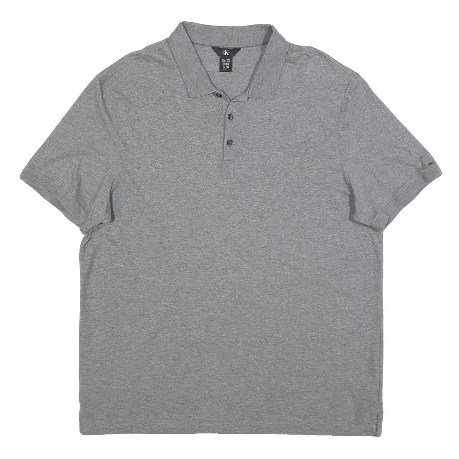 CALVIN KLEIN Mens Grey Polo Shirt XL Cotton Blend Short Sleeve Plain Casual Refurbished - N/A refurbished available on Cerqular
