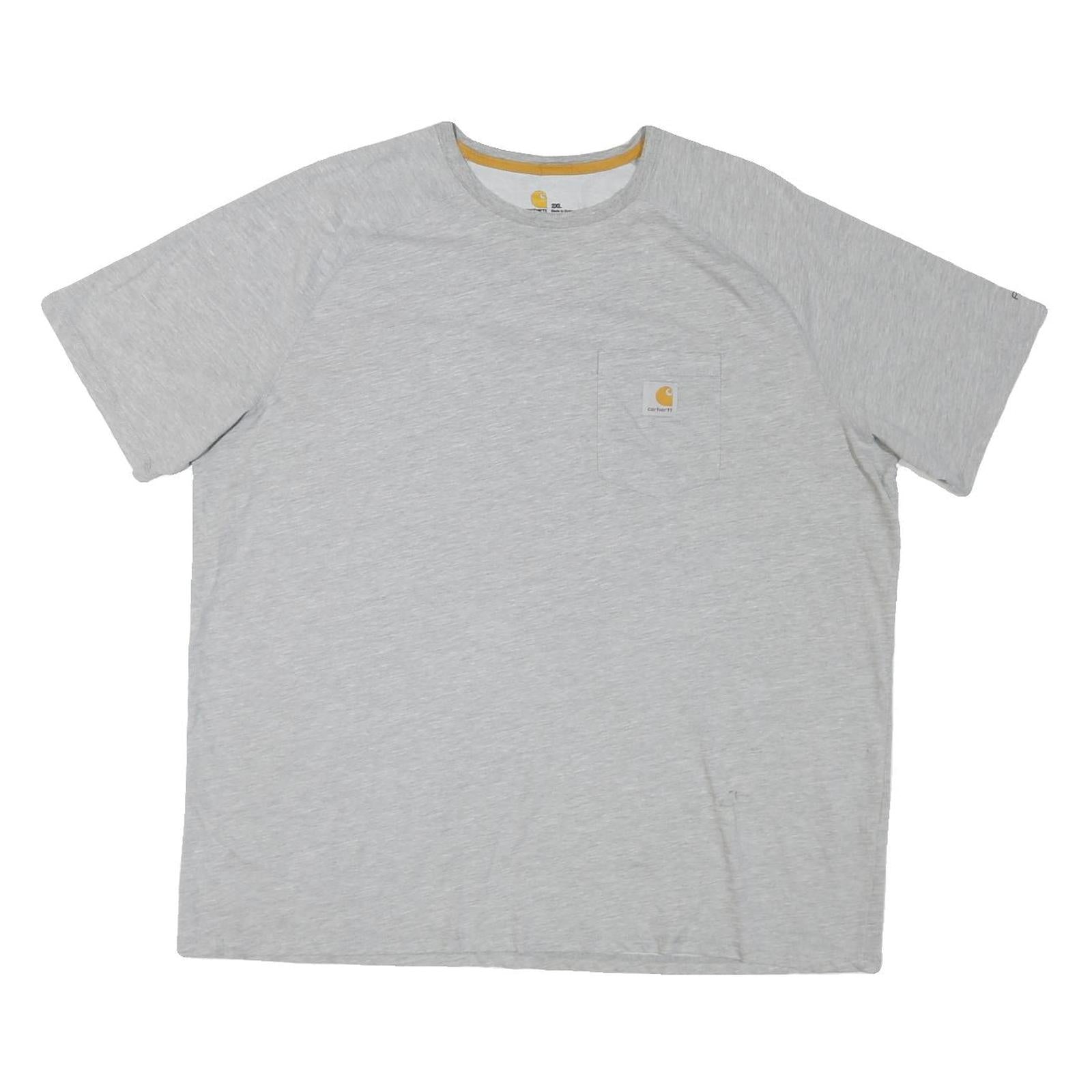 CARHARTT Mens Grey & Yellow Logo Pocket T-Shirt 2XL Short Sleeve Crew Neck Refurbished - N/A refurbished available on Cerqular