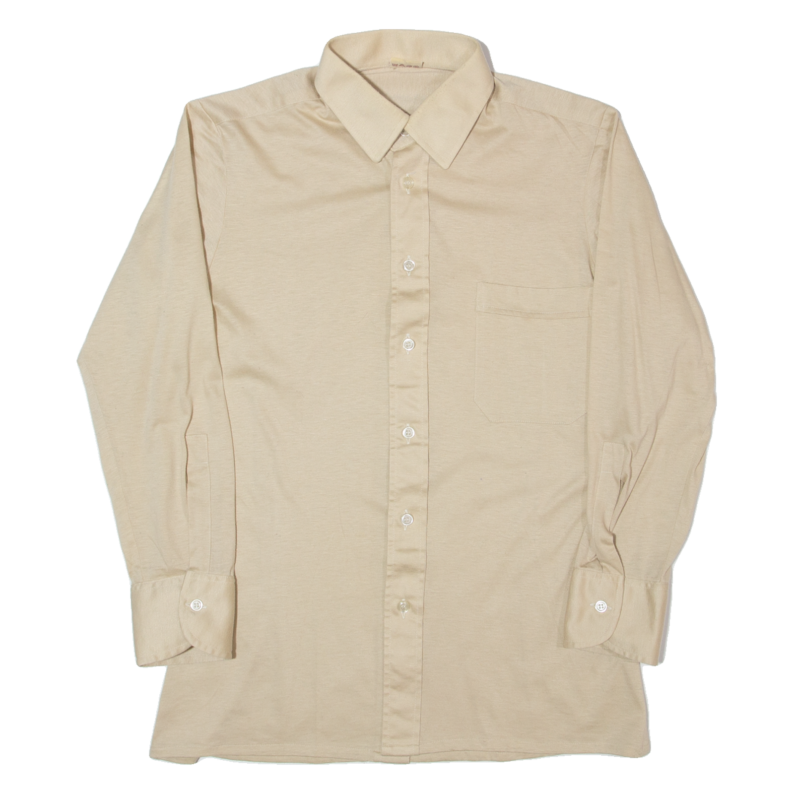 L. HUBSCHER Mens Plain Shirt Beige Long Sleeve S Refurbished - N/A refurbished available on Cerqular
