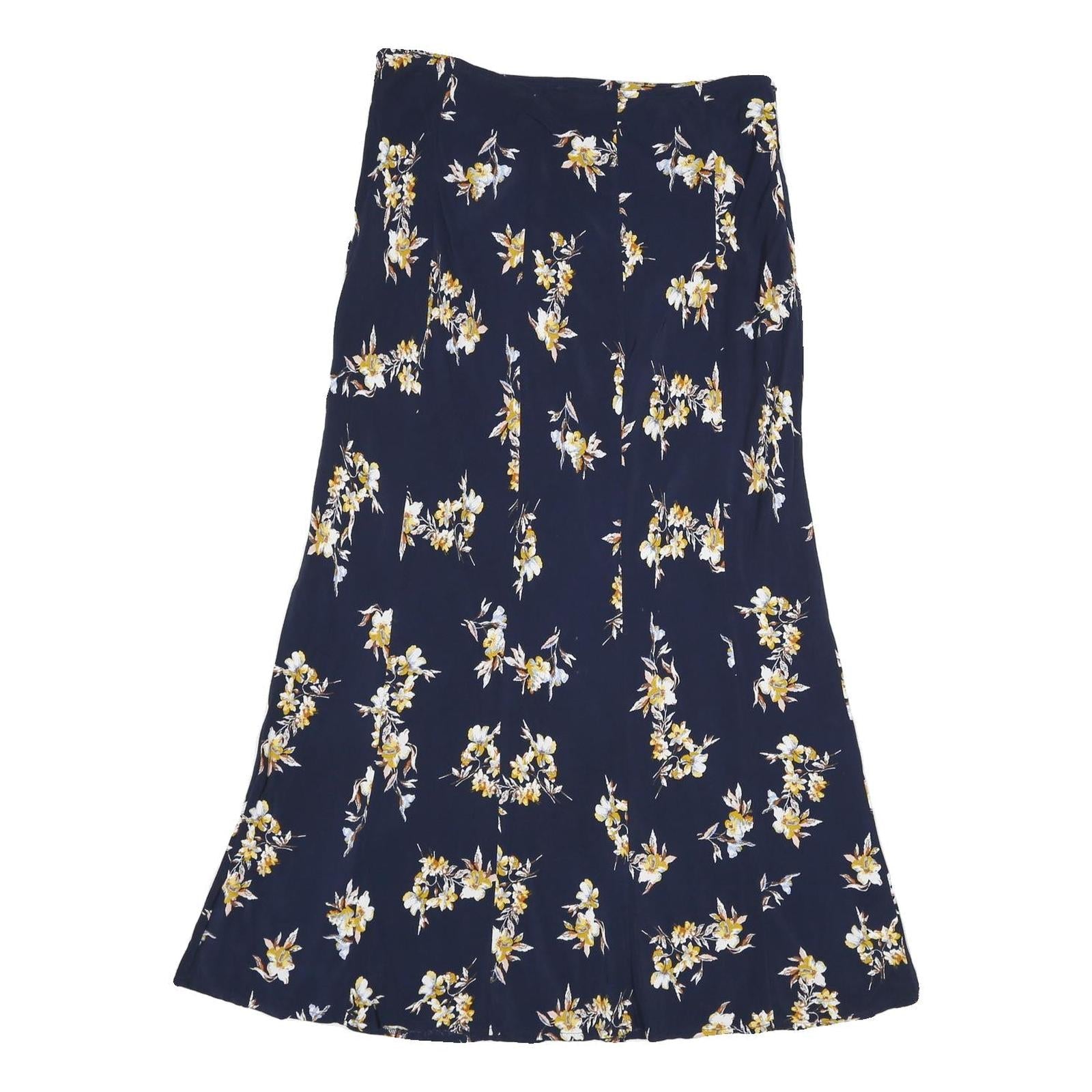 JOULES Womens Blue Floral Midi Polyester Blend Skirt UK 14 Lightweight Summer Refurbished - N/A refurbished available on Cerqular