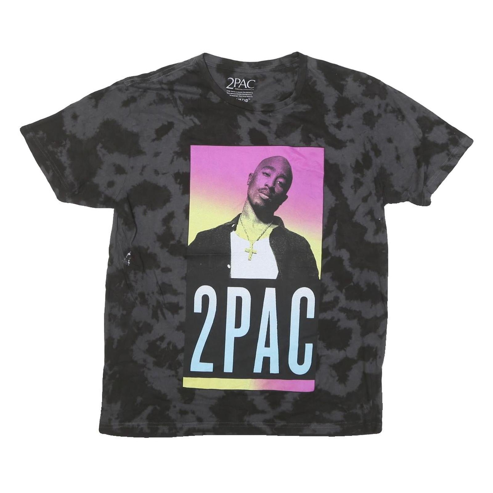 2PAC Mens Black Tie Dye Graphic T-Shirt M Short Sleeve Crew Neck Cotton Blend Refurbished - N/A refurbished available on Cerqular