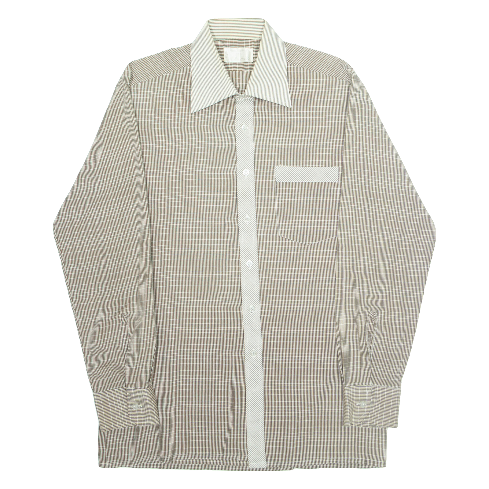 Mens Shirt Brown Check Long Sleeve L Refurbished - N/A refurbished available on Cerqular