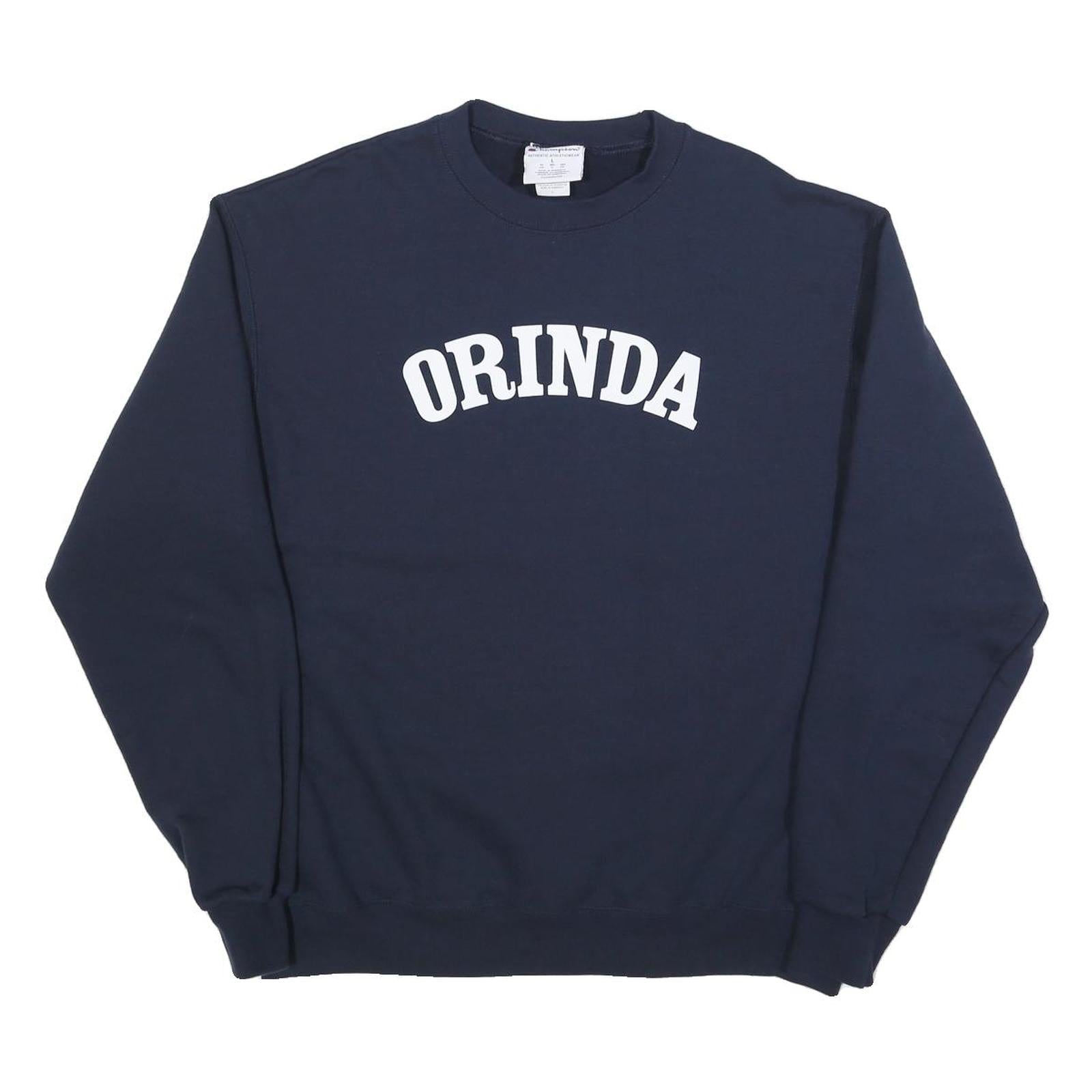 CHAMPION Mens Navy Blue Orinda Crew Neck L Cotton Blend Sweatshirt Refurbished - N/A refurbished available on Cerqular
