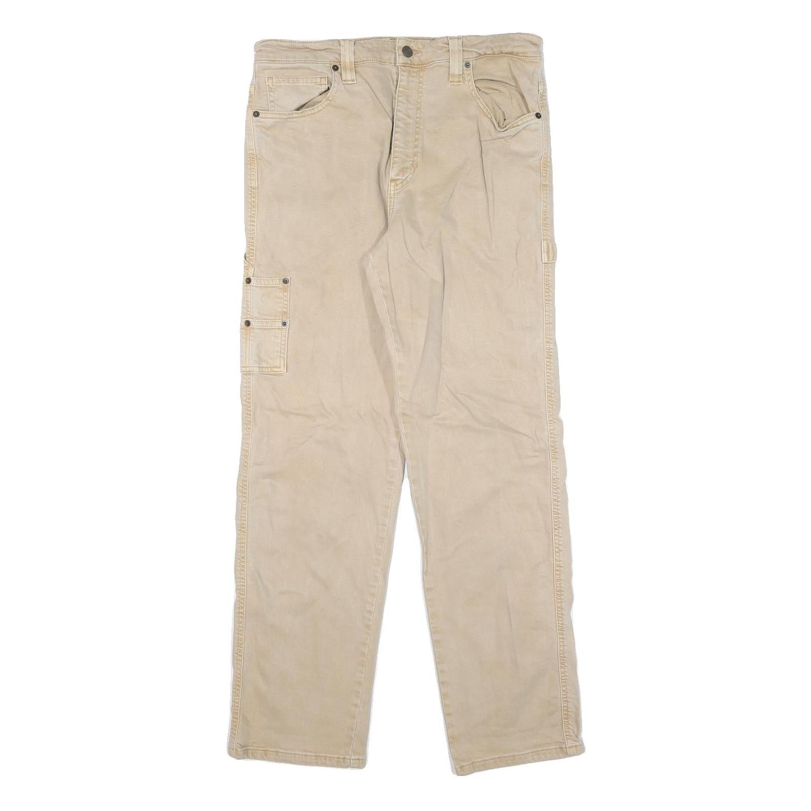 GUESS Mens Regular Fit Beige Denim Jeans W32 L30 Classic Cotton Blend Zip Refurbished - N/A refurbished available on Cerqular