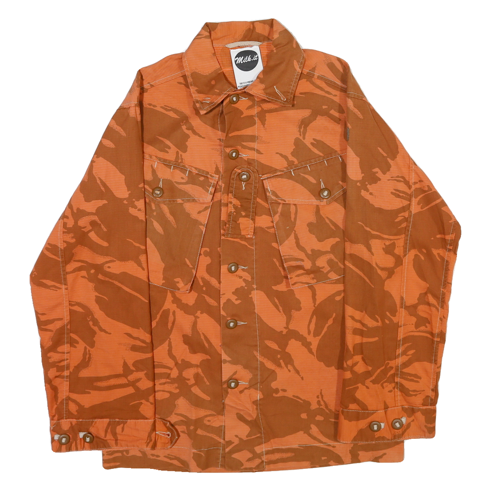 MILK. IT Mens Orange & Brown Cotton Blend Shirt M Casual Button Front Unique Refurbished - N/A refurbished available on Cerqular
