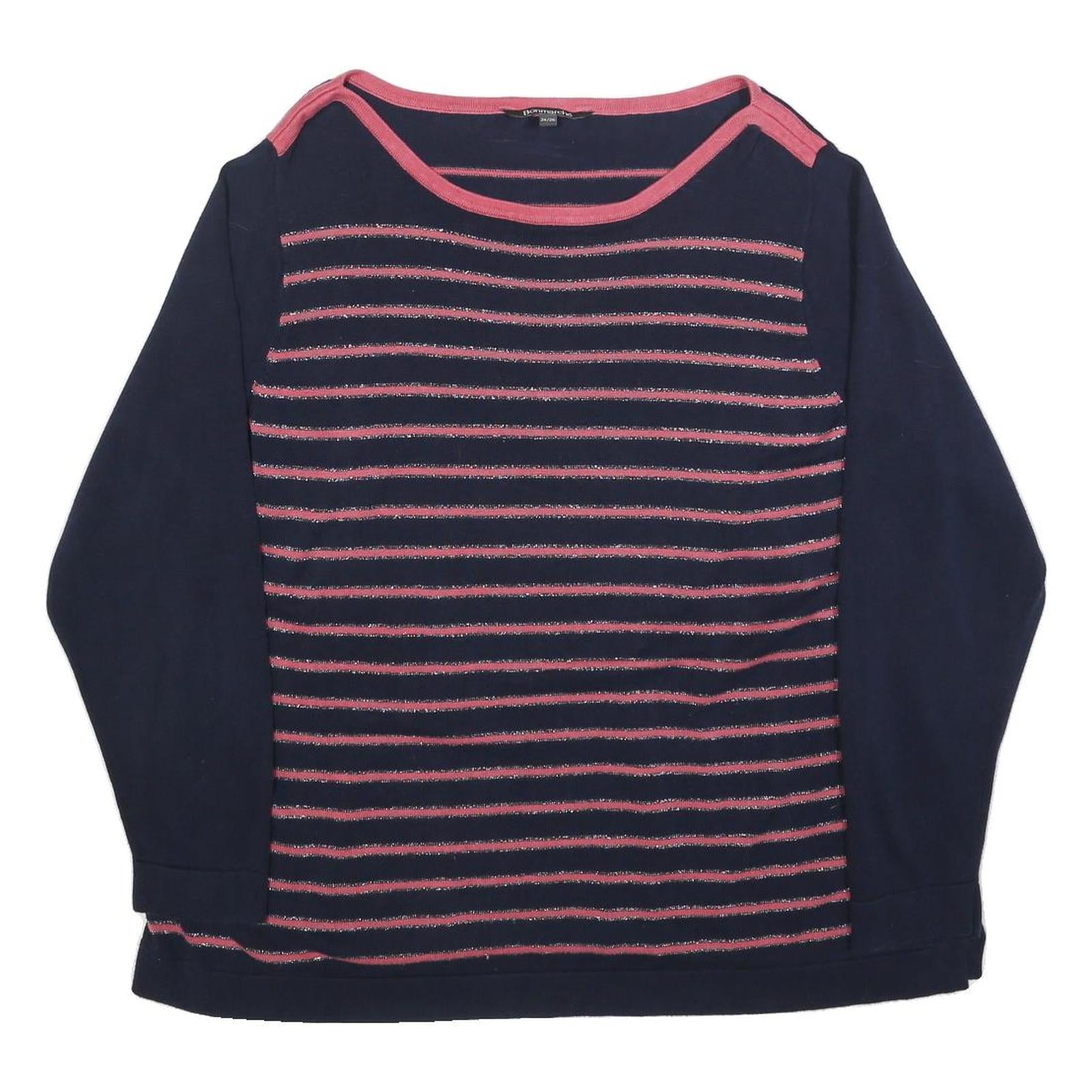 Buy BONMARCHE Womens Navy Blue & Pink Striped Plain Jumper Round Neck Basic Knit 2XL Refurbished - $23.39 BONMARCHE Womens Navy Blue & Pink Striped Plain Jumper Round Neck Basic Knit 2XL Refurbished - N/A refurbished available on Cerqular