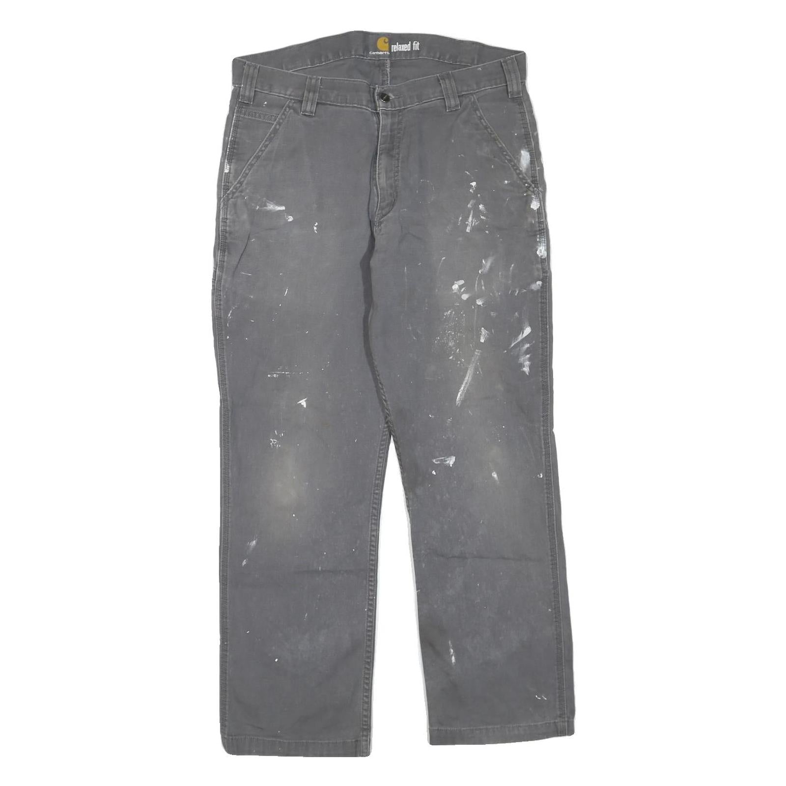 CARHARTT Mens Cotton Blend Grey Regular Fit Straight Leg Trousers W36 L30 Refurbished - N/A refurbished available on Cerqular