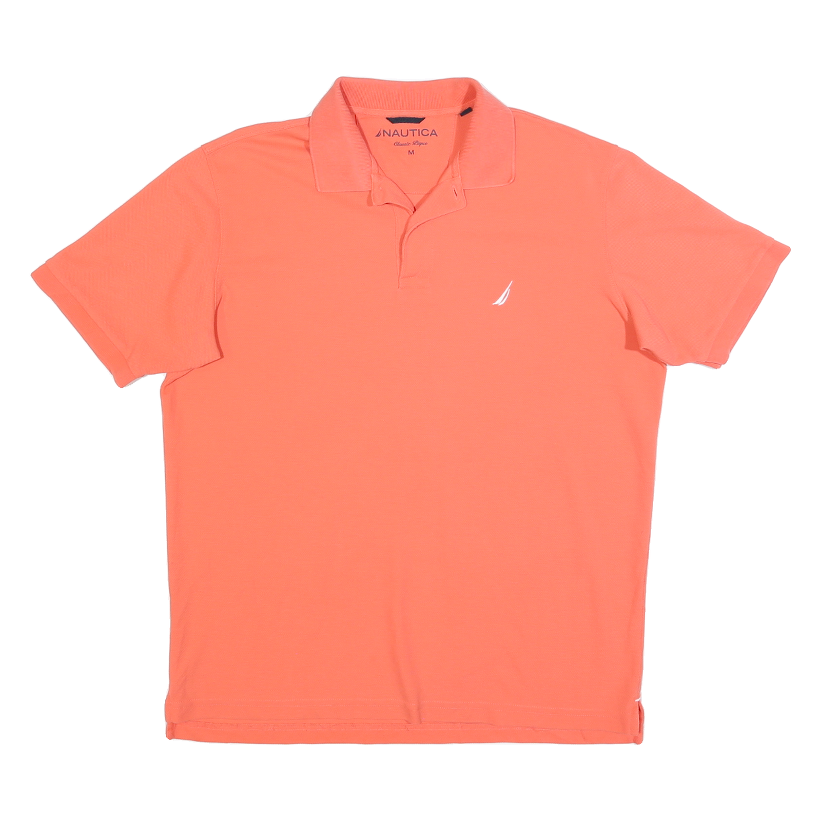 NAUTICA Mens Orange Short Sleeve Plain M Cotton Blend Polo Shirt Classic Style Refurbished - N/A refurbished available on Cerqular