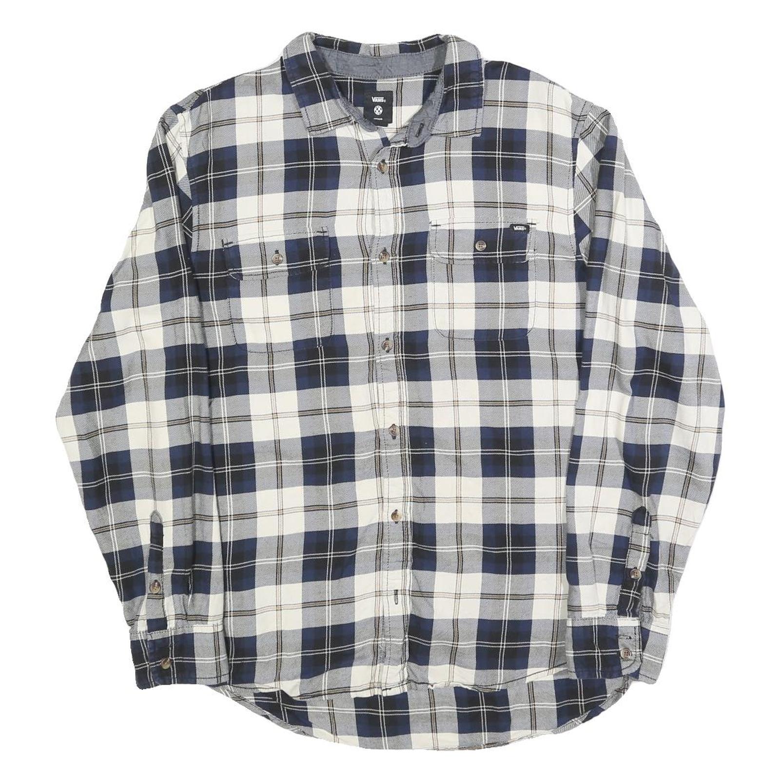 VANS Mens Blue & White Checked Shirt M Cotton Blend Long Sleeve Casual Refurbished - N/A refurbished available on Cerqular