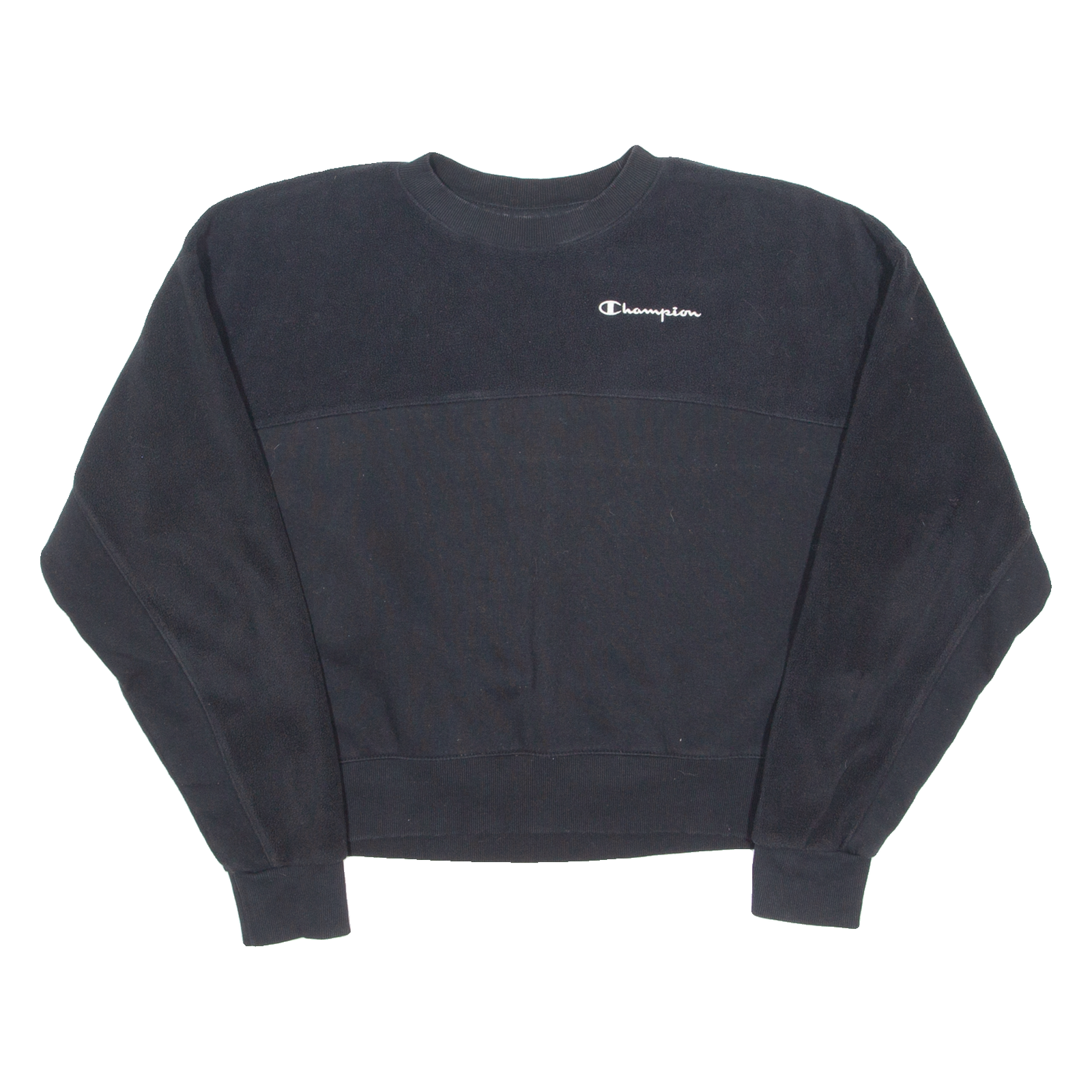 CHAMPION Cropped Womens Sweatshirt Black Crew Neck L Refurbished - N/A refurbished available on Cerqular