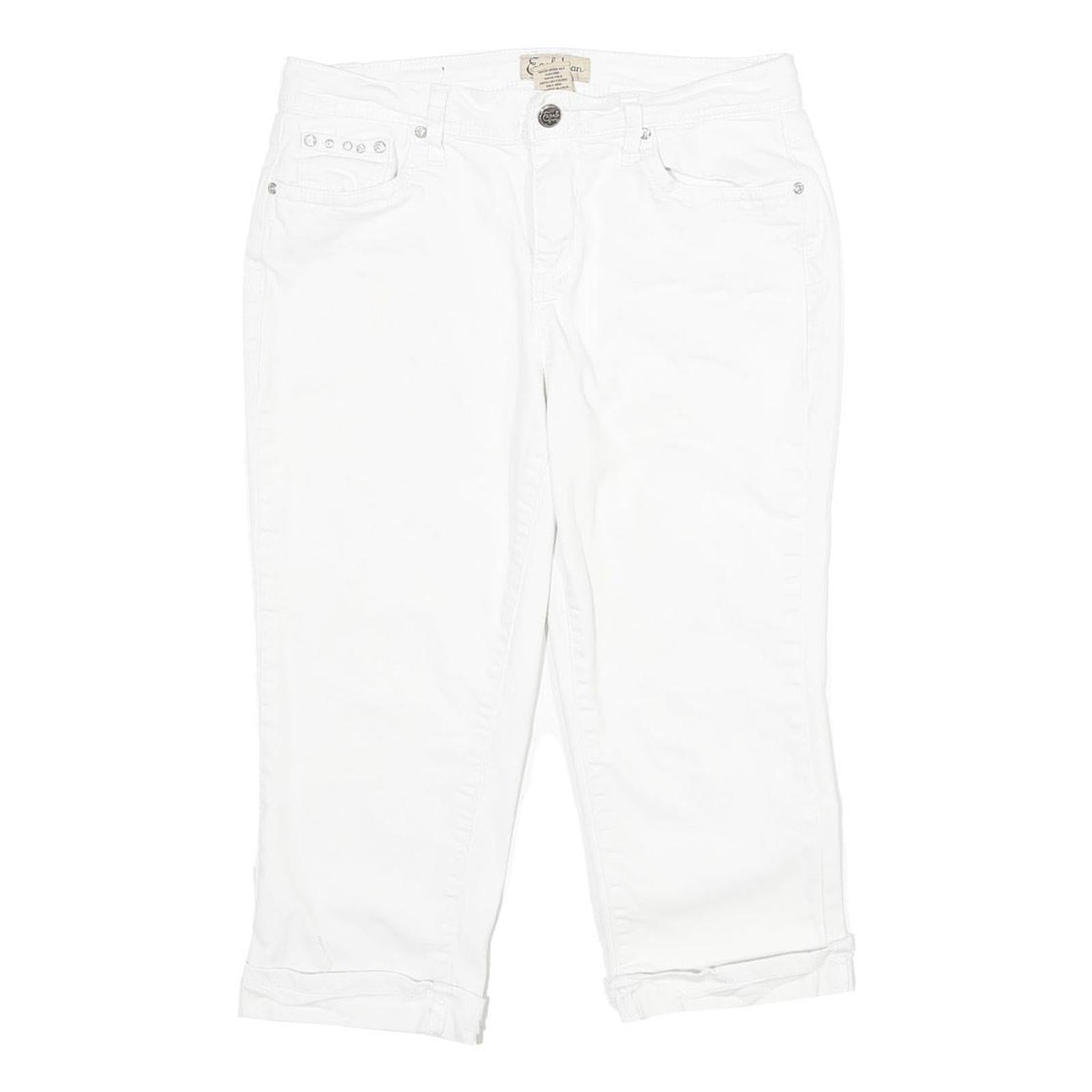 EARL JEAN Womens White Casual Cotton Blend Shorts M W30 Stud Embellished Pockets Refurbished - N/A refurbished available on Cerqular