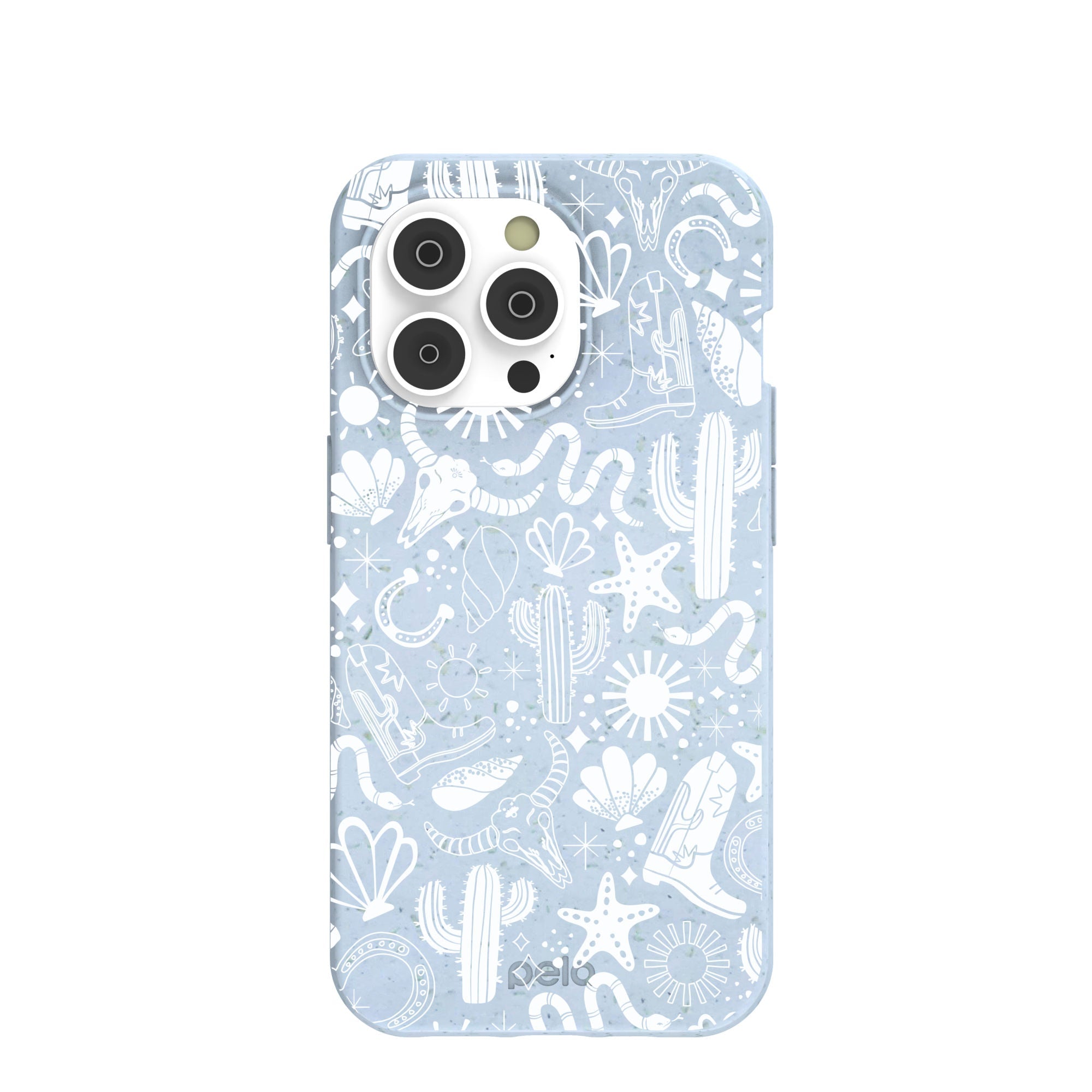 Powder Blue Coastal Rodeo iPhone 14 Pro Case Refurbished - Pela Case refurbished available on Cerqular