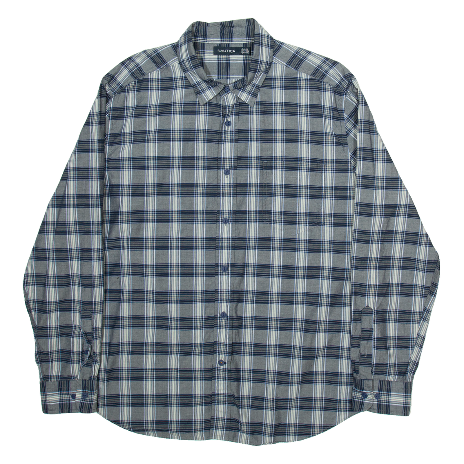 NAUTICA Mens Shirt Grey Check Long Sleeve 2XL Refurbished - N/A refurbished available on Cerqular