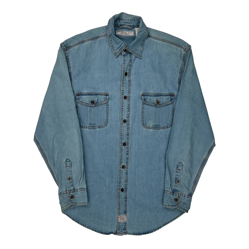 Buy Levis Denim Shirt - Medium Blue Cotton Refurbished - $46.89 Levis Denim Shirt - Medium Blue Cotton Refurbished - Thrifted (note: this is a term often used to describe second- refurbished available on Cerqular