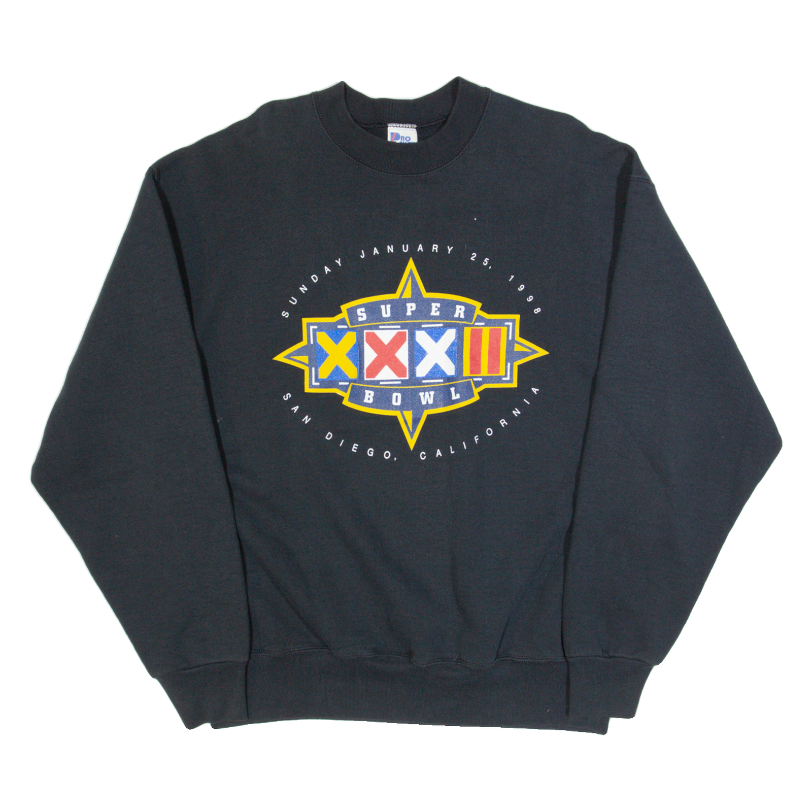 PRO PLAYER Super Bowl XXXII Mens Sweatshirt Black 90s USA XL Refurbished - N/A refurbished available on Cerqular