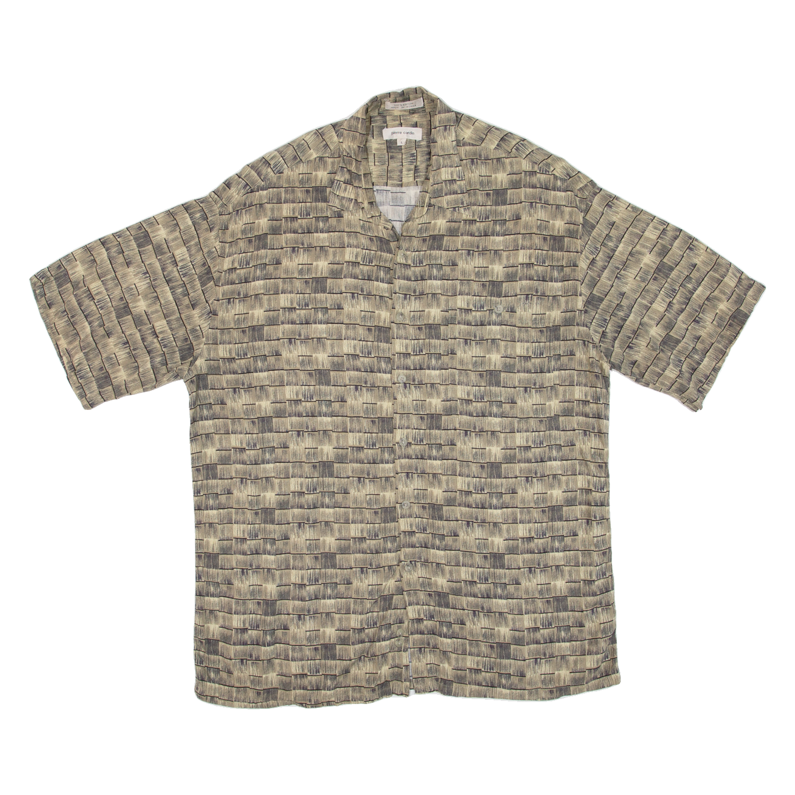 PIERRE CARDIN Mens Hawaiian Shirt Green Crazy Pattern L Refurbished - N/A refurbished available on Cerqular