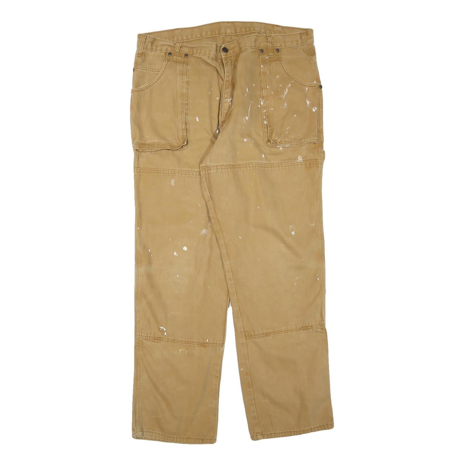 DICKIES Mens Regular Fit Brown Denim Workwear Jeans W38 L32 Paint Splatter Refurbished - N/A refurbished available on Cerqular