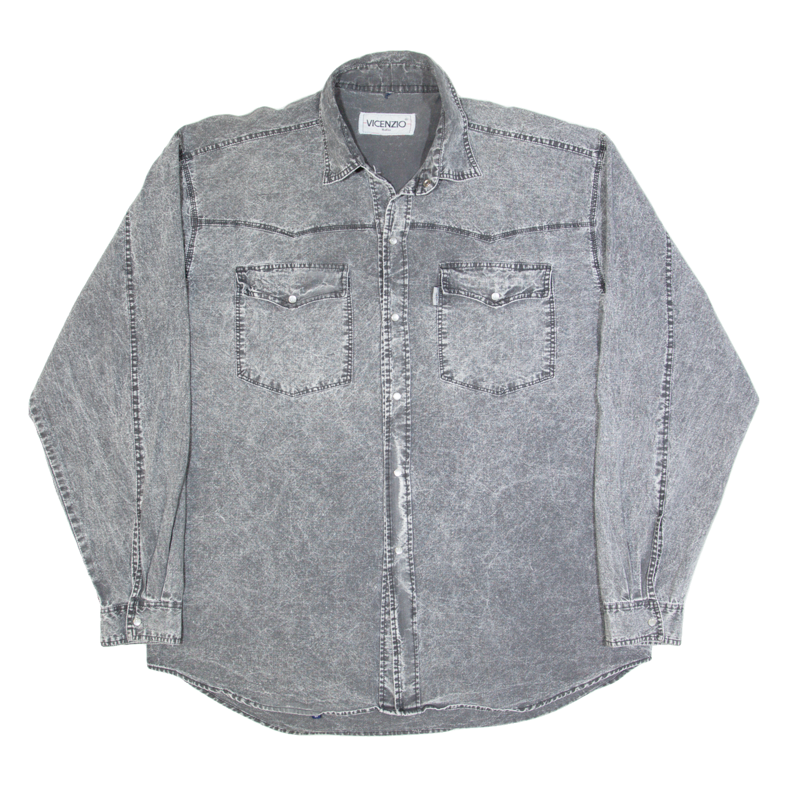 VIZENZIO Mens Denim Shirt Grey 90s Long Sleeve XL Refurbished - N/A refurbished available on Cerqular