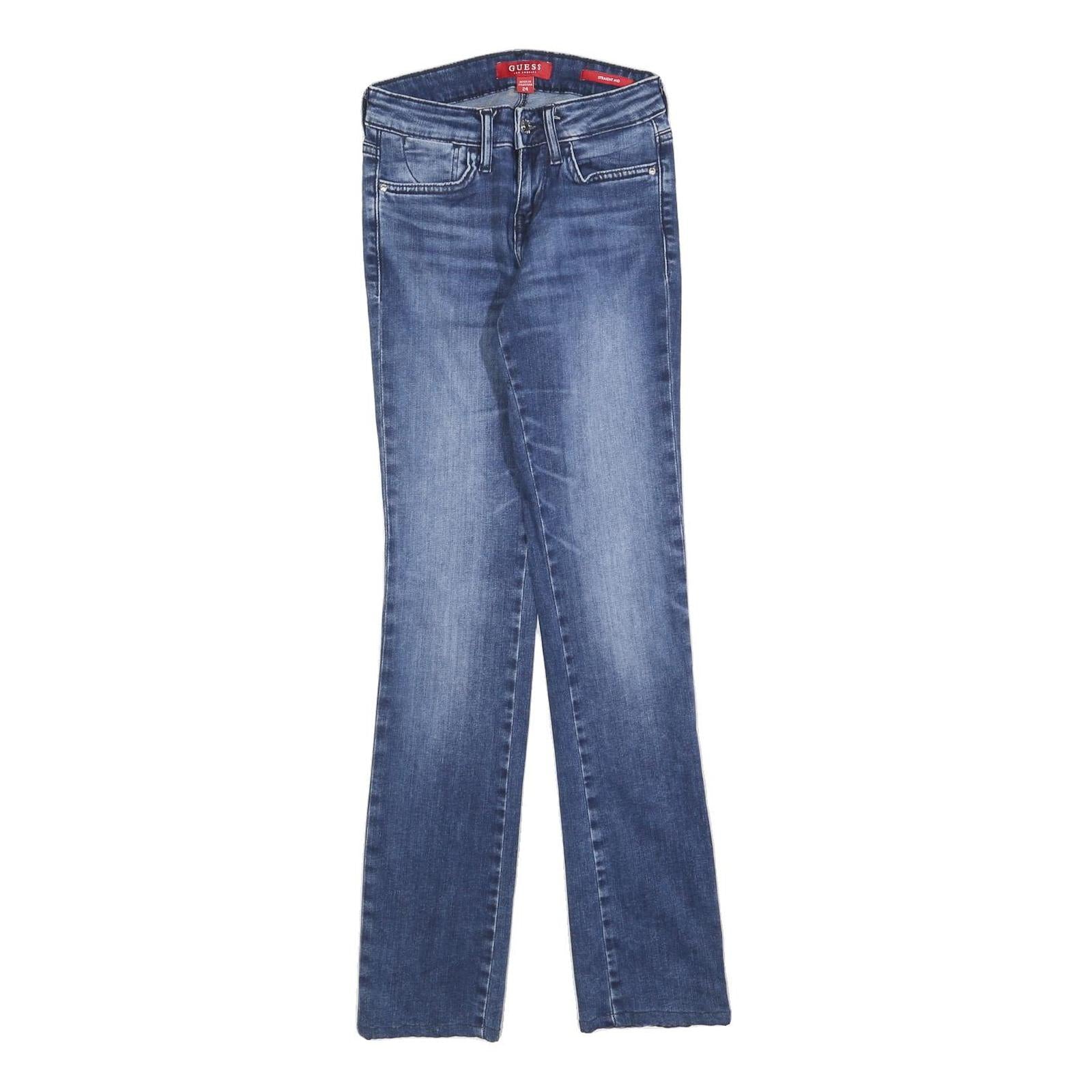 GUESS Womens Slim Blue Denim Jeans W24 L30 Classic Zip Pockets Casual Wear Refurbished - N/A refurbished available on Cerqular
