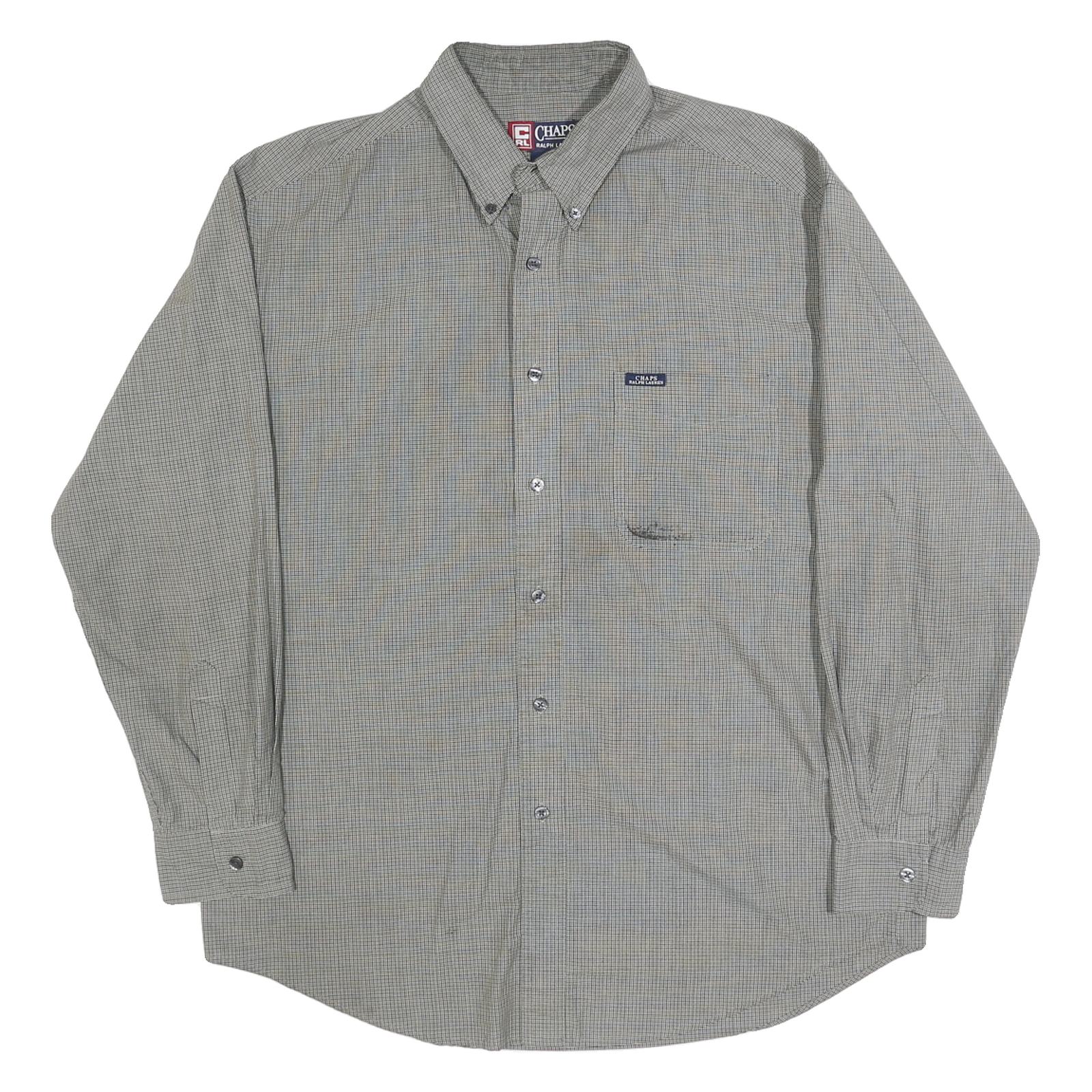 CHAPS RALPH LAUREN Mens Grey & Blue Check Shirt L Classic Button Down Casual Refurbished - N/A refurbished available on Cerqular