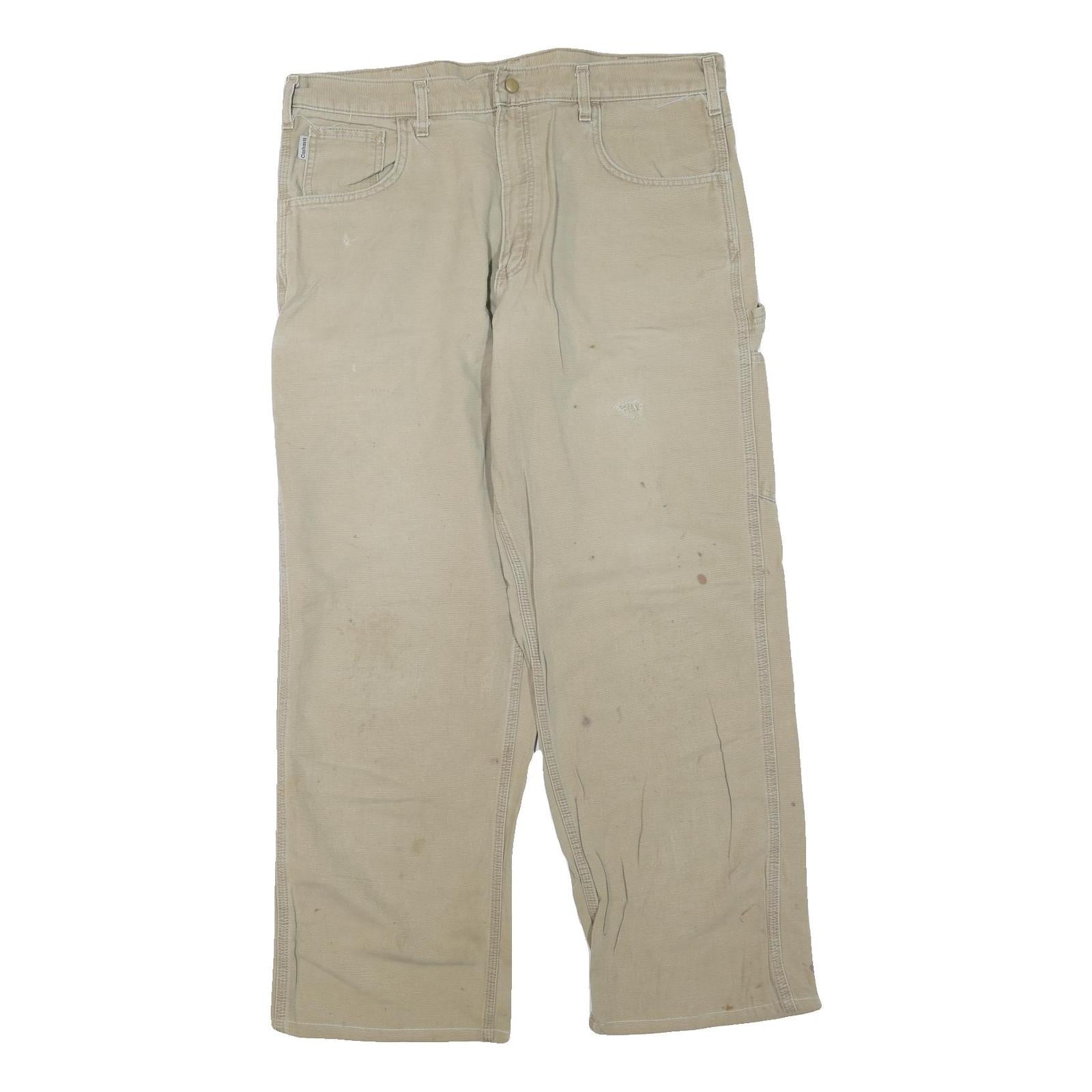 CARHARTT Mens Cotton Blend Beige Regular Fit Straight Leg Trousers W38 L30 Refurbished - N/A refurbished available on Cerqular