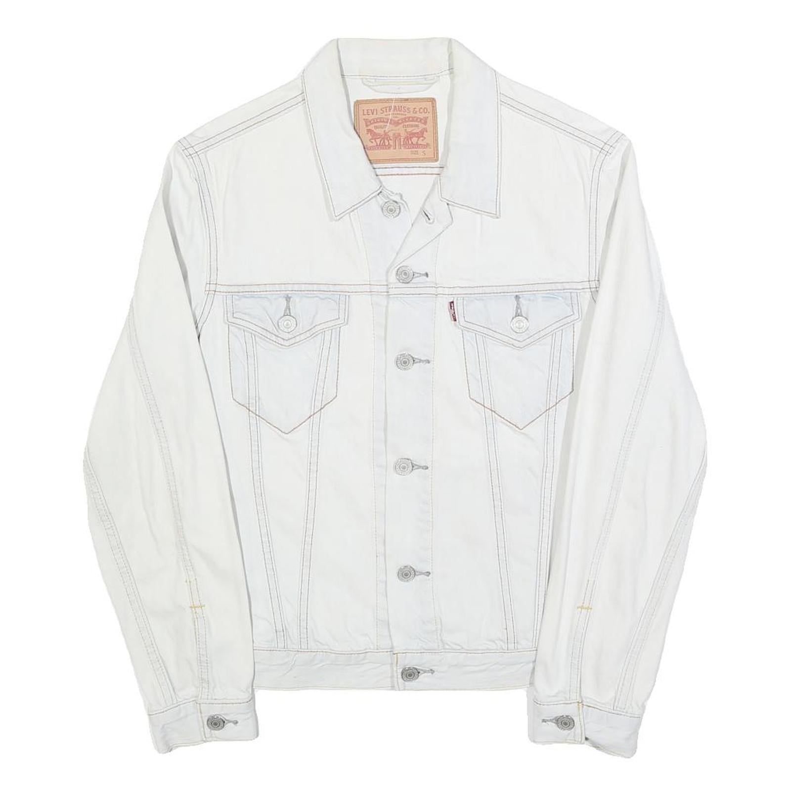 LEVI'S Mens White Cotton Denim Jacket S Button Plain Classic Casual Refurbished - N/A refurbished available on Cerqular