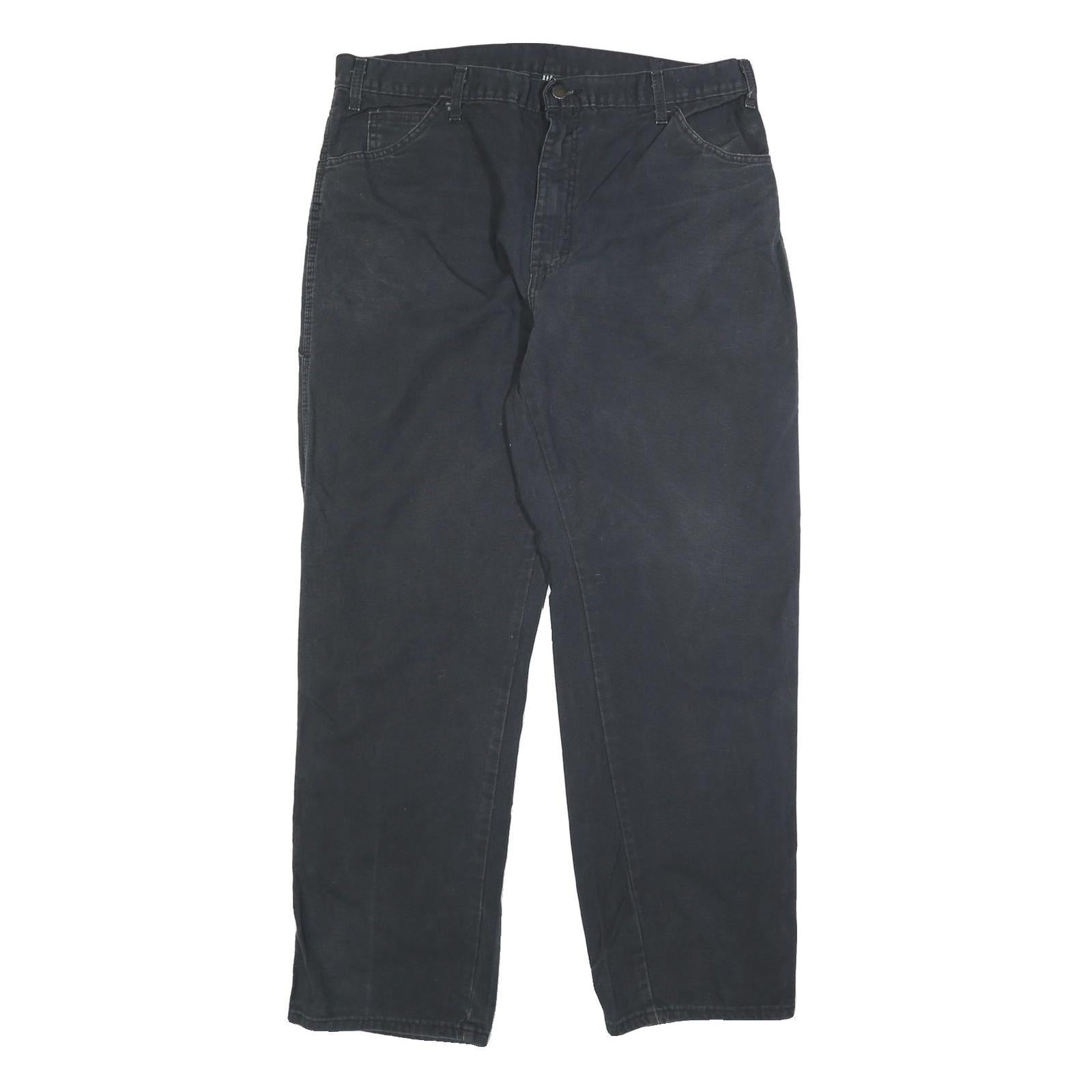 DICKIES Mens Cotton Black Regular Fit Straight Trousers W38 L32 Durable Workwear Refurbished - N/A refurbished available on Cerqular