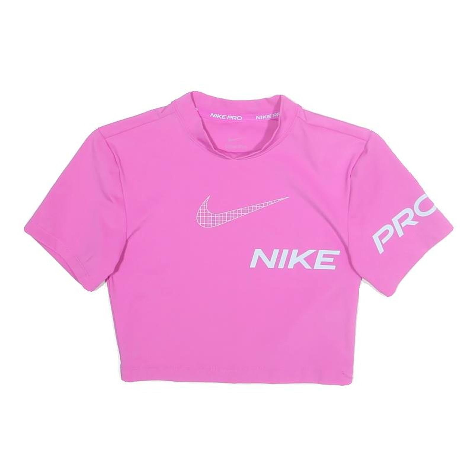 NIKE Womens Pink Sports Cropped Short Sleeve Crew Neck Top XS Athletic Refurbished - N/A refurbished available on Cerqular