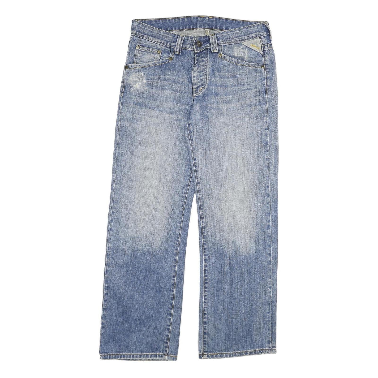 REPLAY Mens Regular Blue Denim Rinse Jeans W32 L31 Classic Button Cotton Blend Refurbished - N/A refurbished available on Cerqular