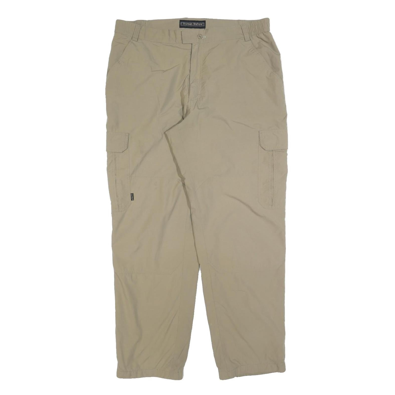 HUMAN NATURE Mens Regular Trousers Beige W36 L32 Cargo Zip Pocket Polyester Refurbished - N/A refurbished available on Cerqular