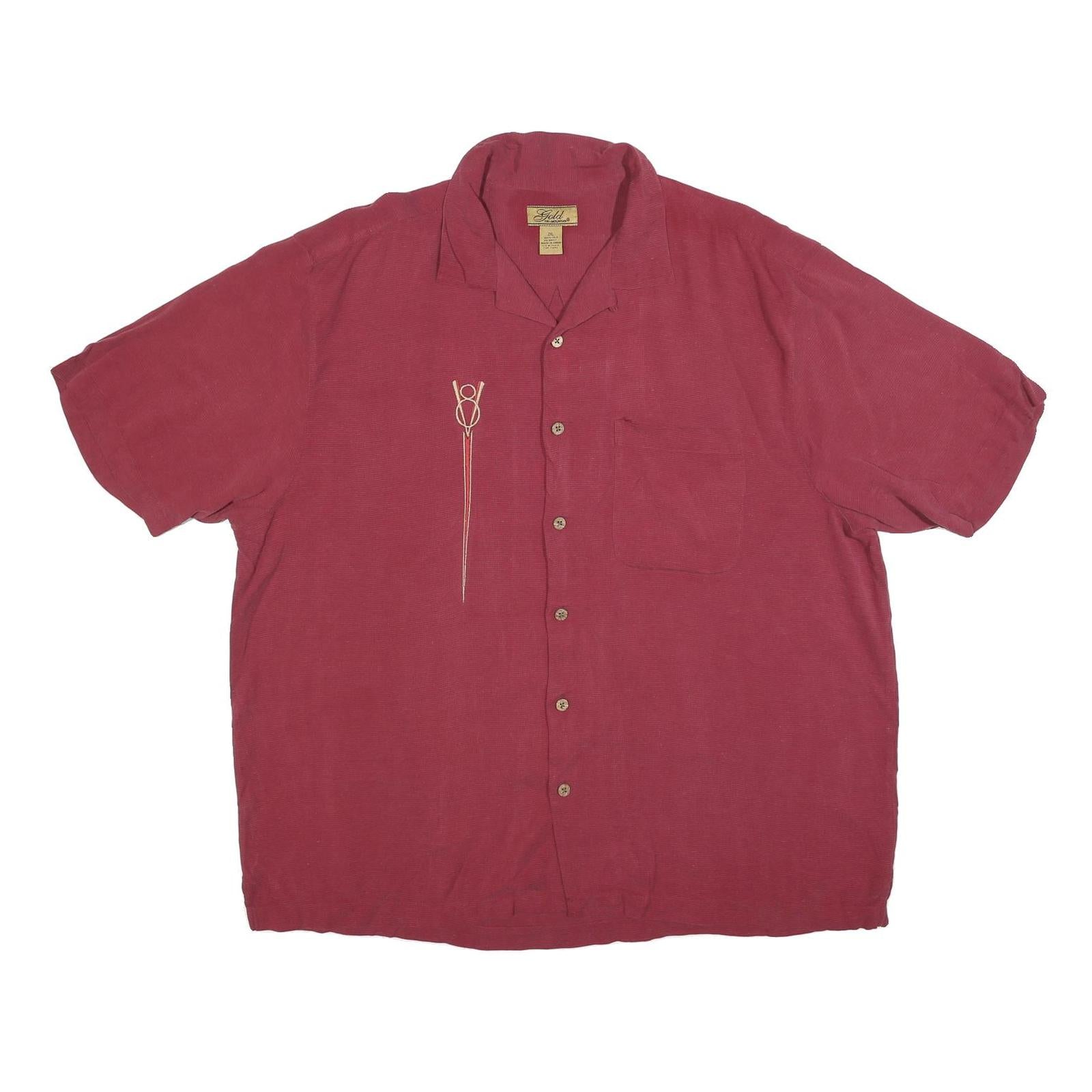 TRI-MOUNTAIN Mens Maroon Silk Shirt 2XL Relaxed Fit Casual Short Sleeve Refurbished - N/A refurbished available on Cerqular