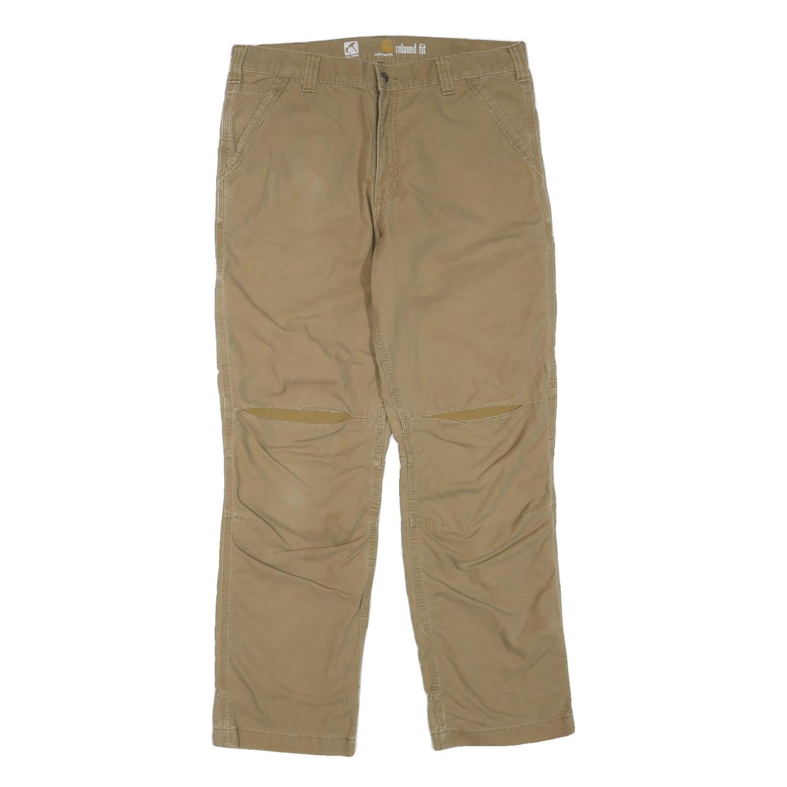 CARHARTT Mens Cotton Blend Beige Regular Fit Straight Leg Trousers W36 L31 Refurbished - N/A refurbished available on Cerqular