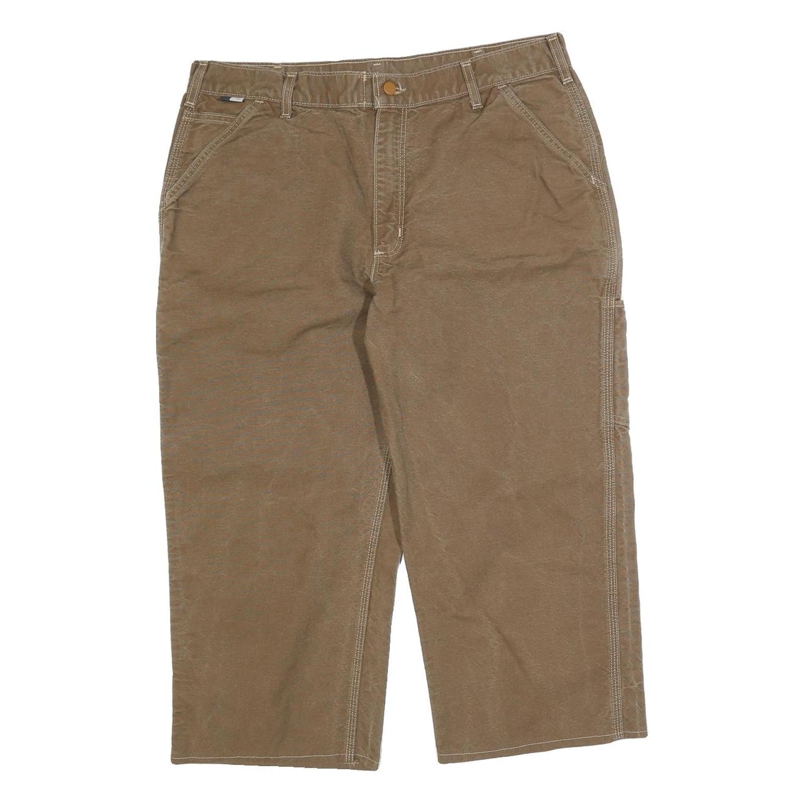 CARHARTT Mens Regular Fit Brown Jeans Cotton Blend W36 L22 Workwear Utility Zip Refurbished - N/A refurbished available on Cerqular