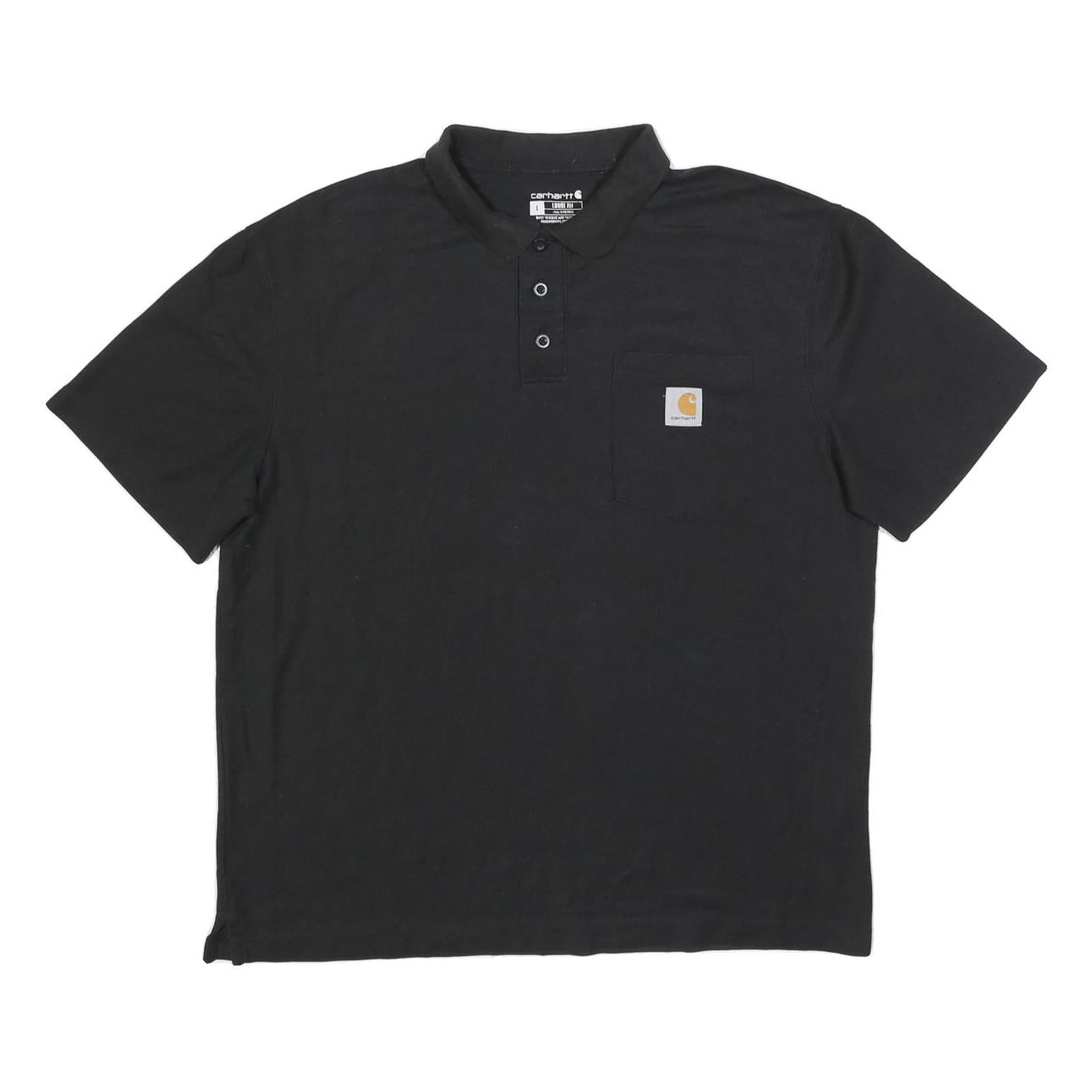 CARHARTT Mens Black Polo Shirt L Cotton Blend Short Sleeve Plain Pocket Logo Refurbished - N/A refurbished available on Cerqular