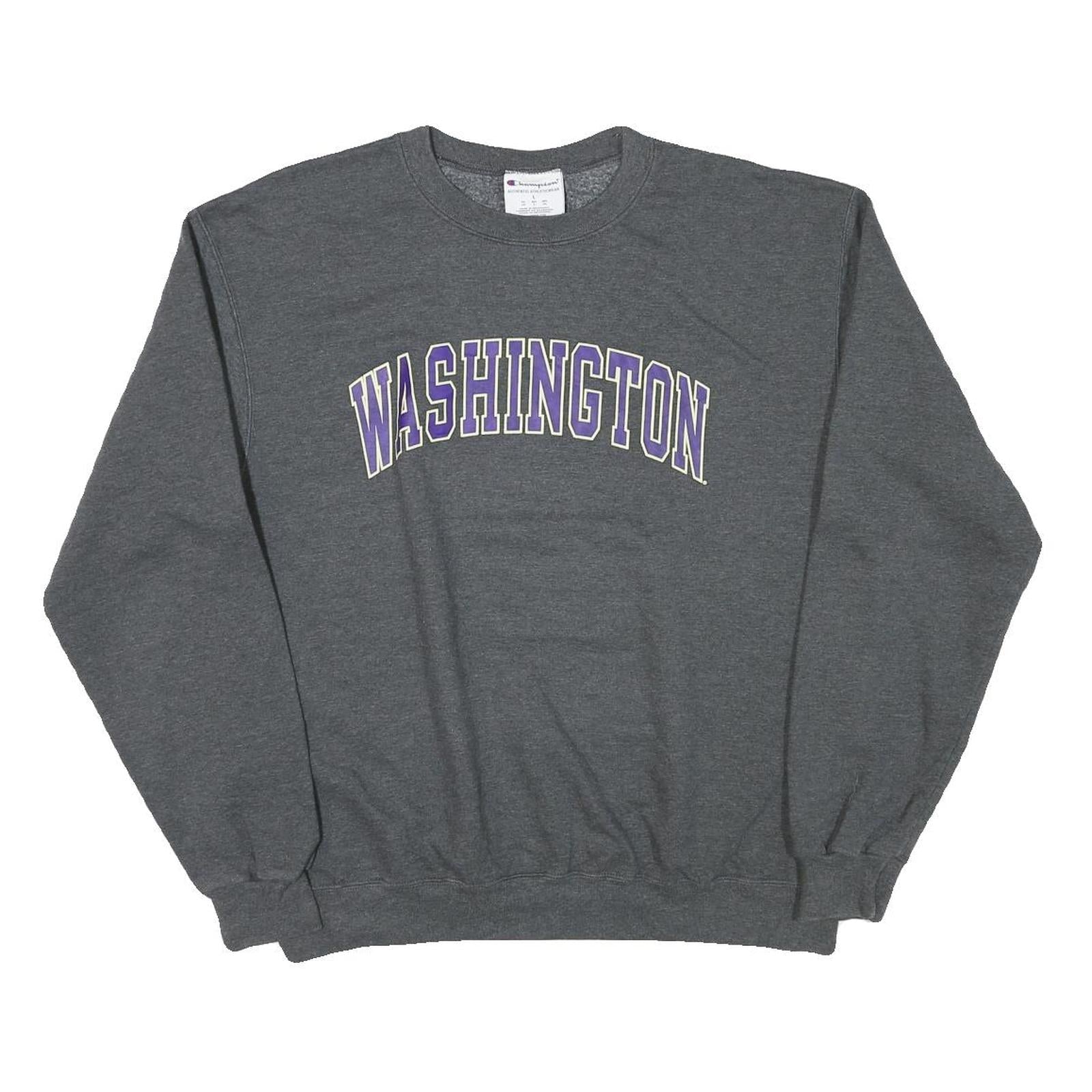 CHAMPION Mens Grey Washington Crew Neck L Sweatshirt Cotton Blend Athletic Refurbished - N/A refurbished available on Cerqular