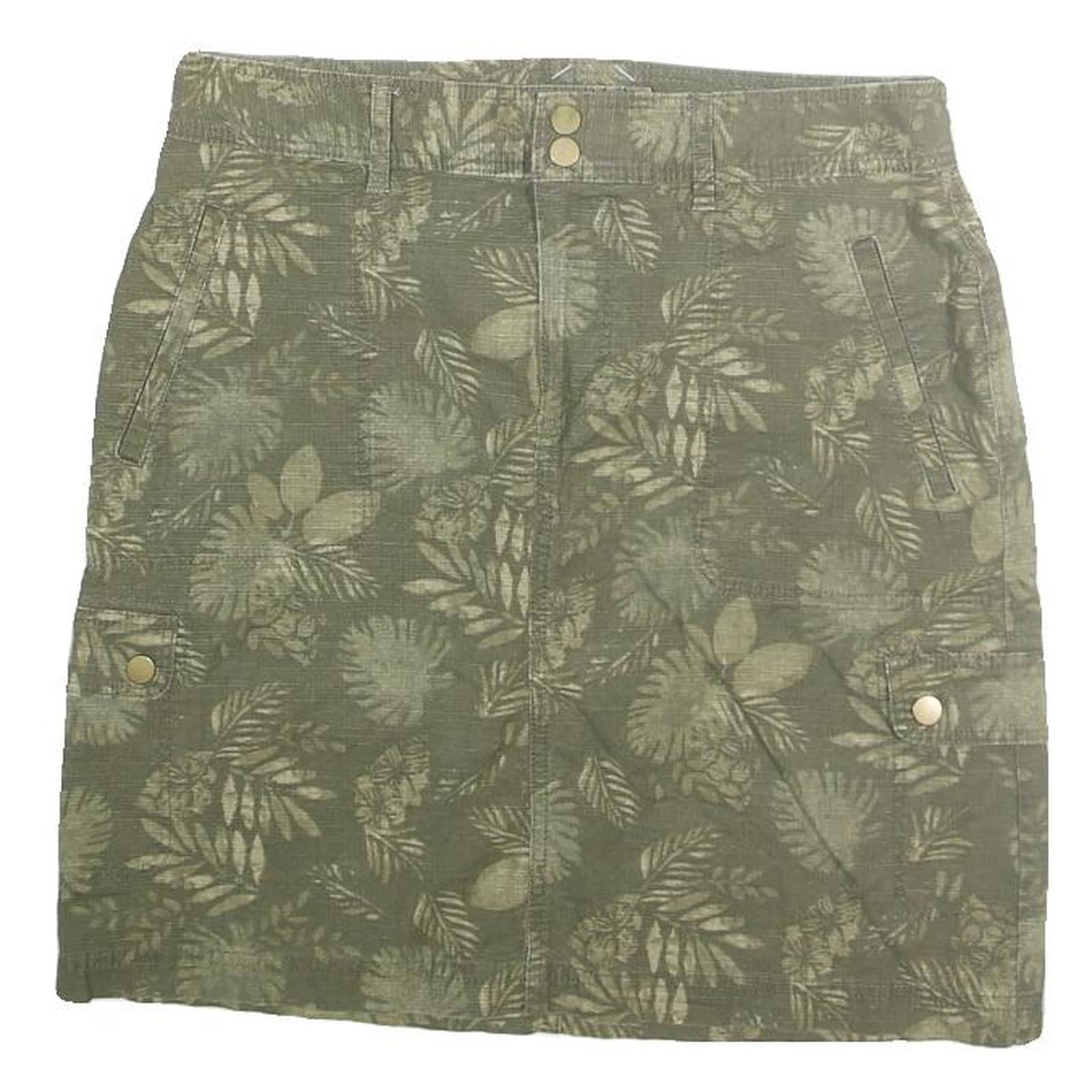 Womens Green Cotton Blend Cargo Mini Skirt Floral Print M Casual Pockets Zip Refurbished - N/A refurbished available on Cerqular