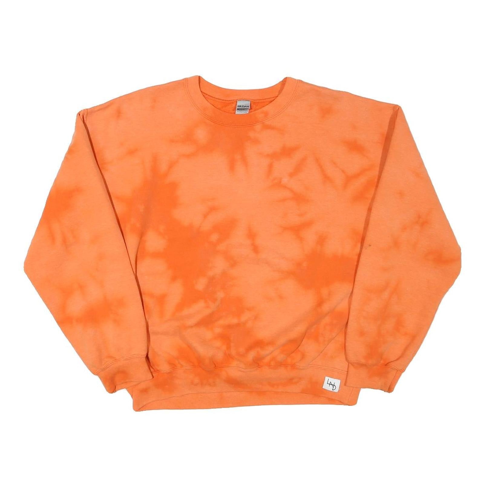 GILDAN Mens Orange Tie Dye Crew Neck M Cotton Blend Casual Sweatshirt Refurbished - N/A refurbished available on Cerqular