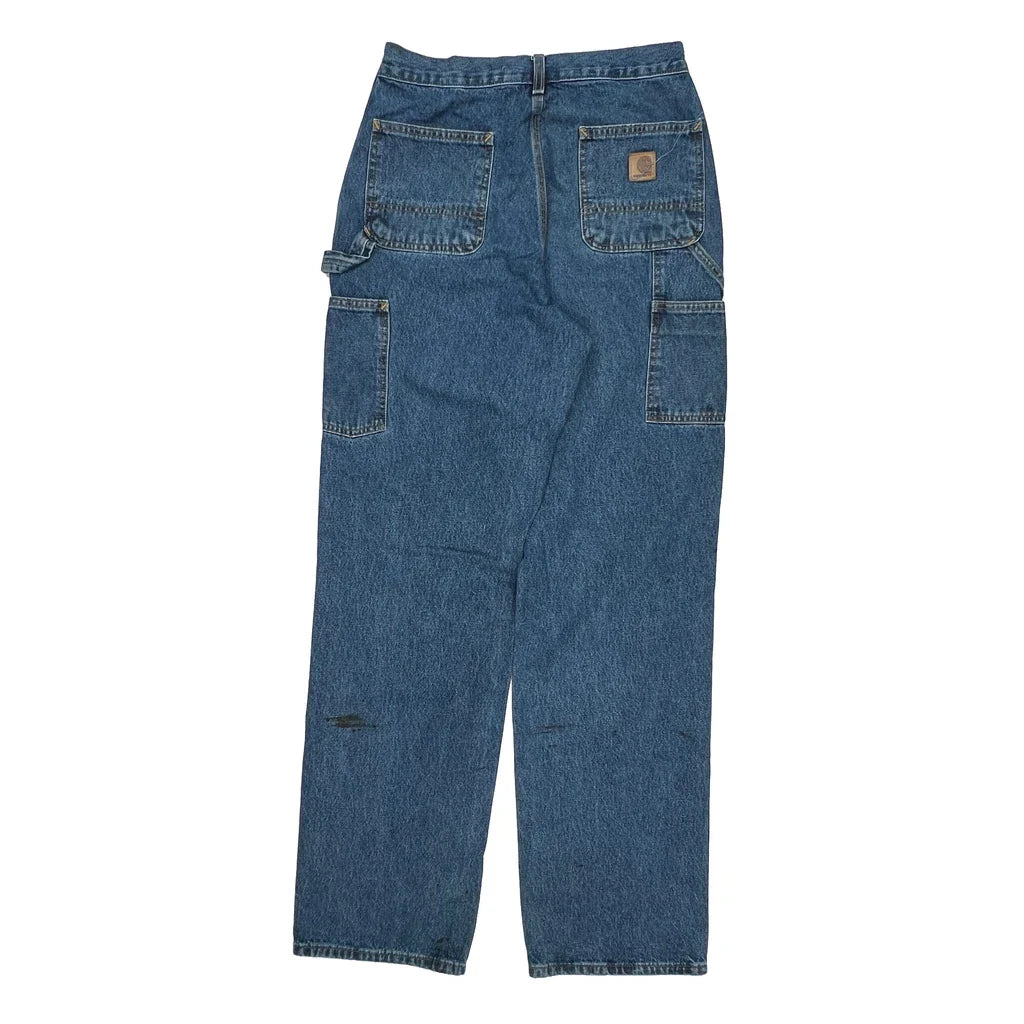 Carhartt Carpenter Jeans - 28W 30L Blue Cotton Refurbished - Thrifted (note: this is a term often used to describe second- refurbished available on Cerqular