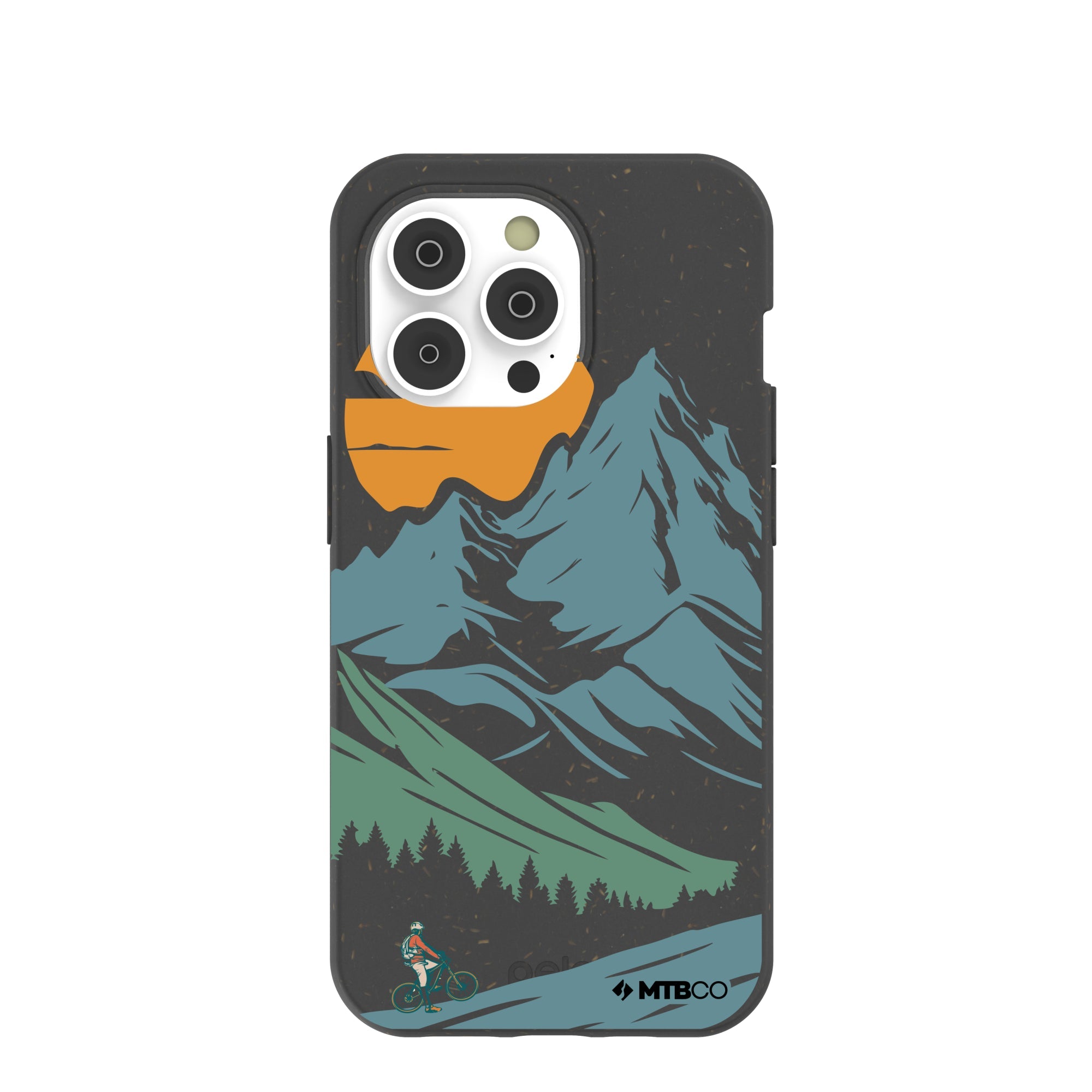 Black Vintage Peaks MTBCO iPhone 14 Pro Case Refurbished - Pela Case refurbished available on Cerqular