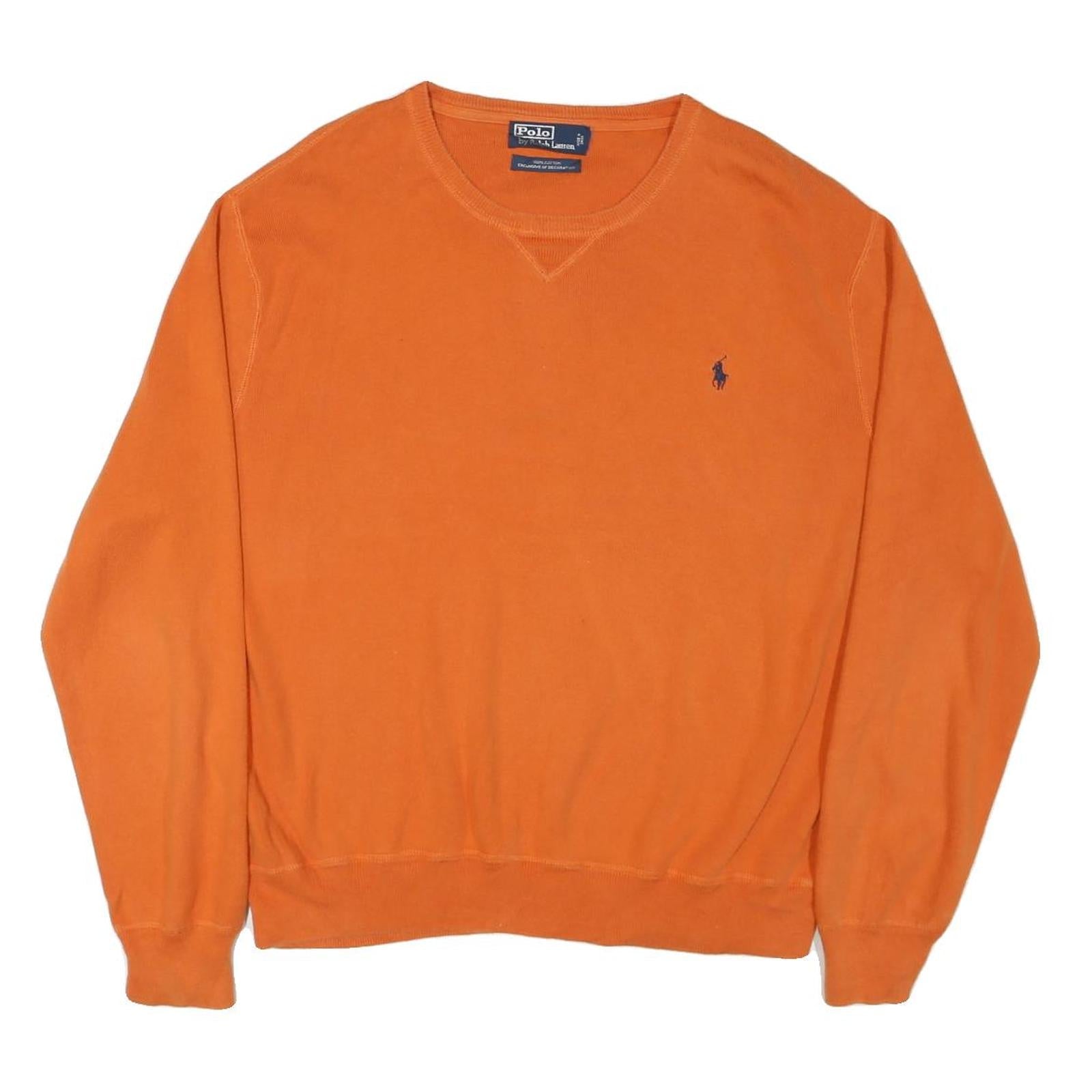 POLO RALPH LAUREN Mens Orange Plain Cotton Blend Pullover Crew Neck Jumper L Refurbished - N/A refurbished available on Cerqular