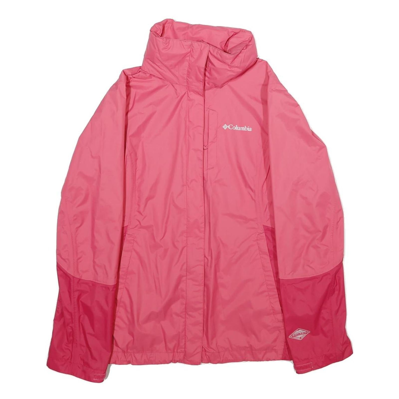 COLUMBIA Womens Pink & Dark Pink Rain Jacket S Nylon Outdoor Zip Pocket Refurbished - N/A refurbished available on Cerqular