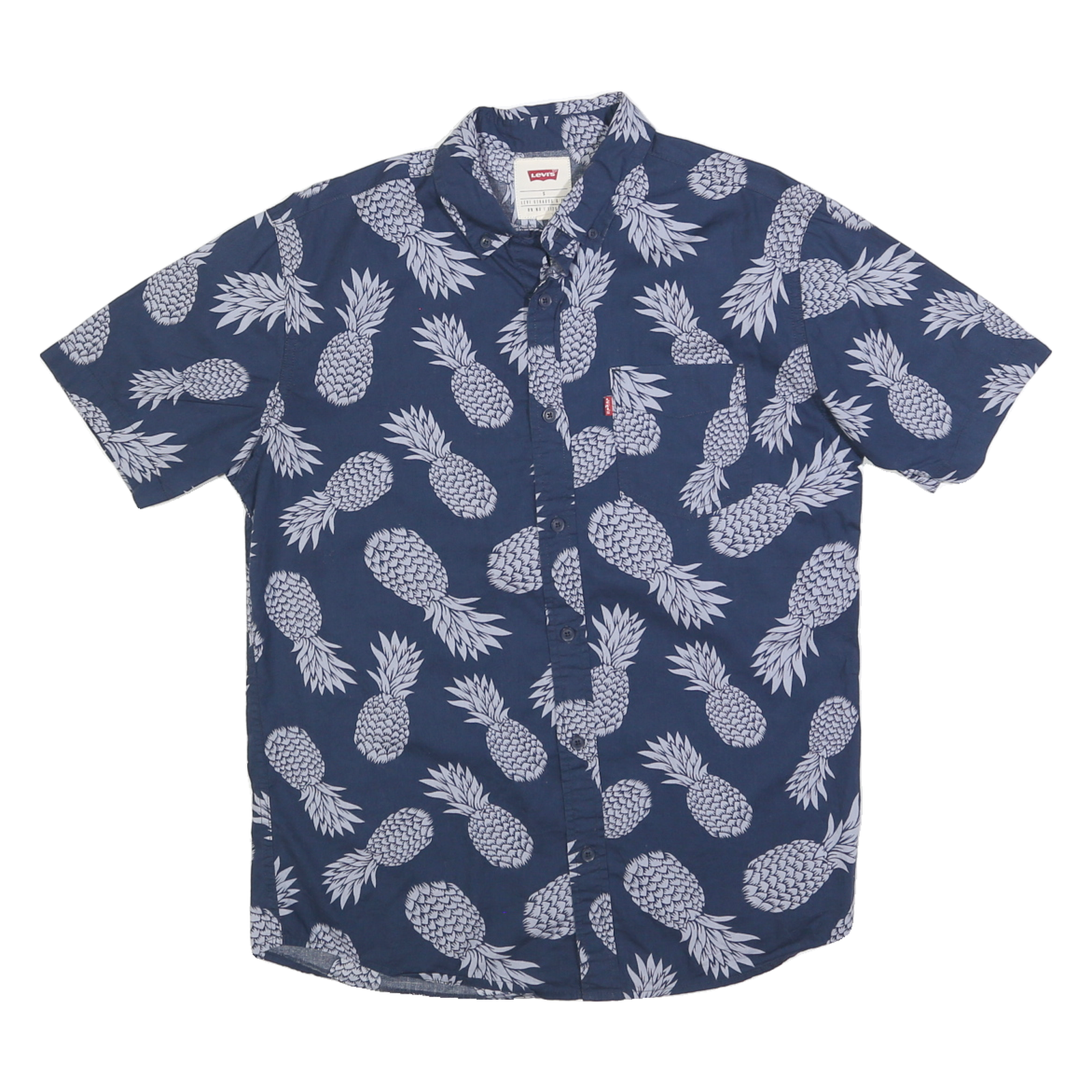 LEVI'S Mens Blue Pineapple Print Shirt S Cotton Blend Casual Summer Style Refurbished - N/A refurbished available on Cerqular