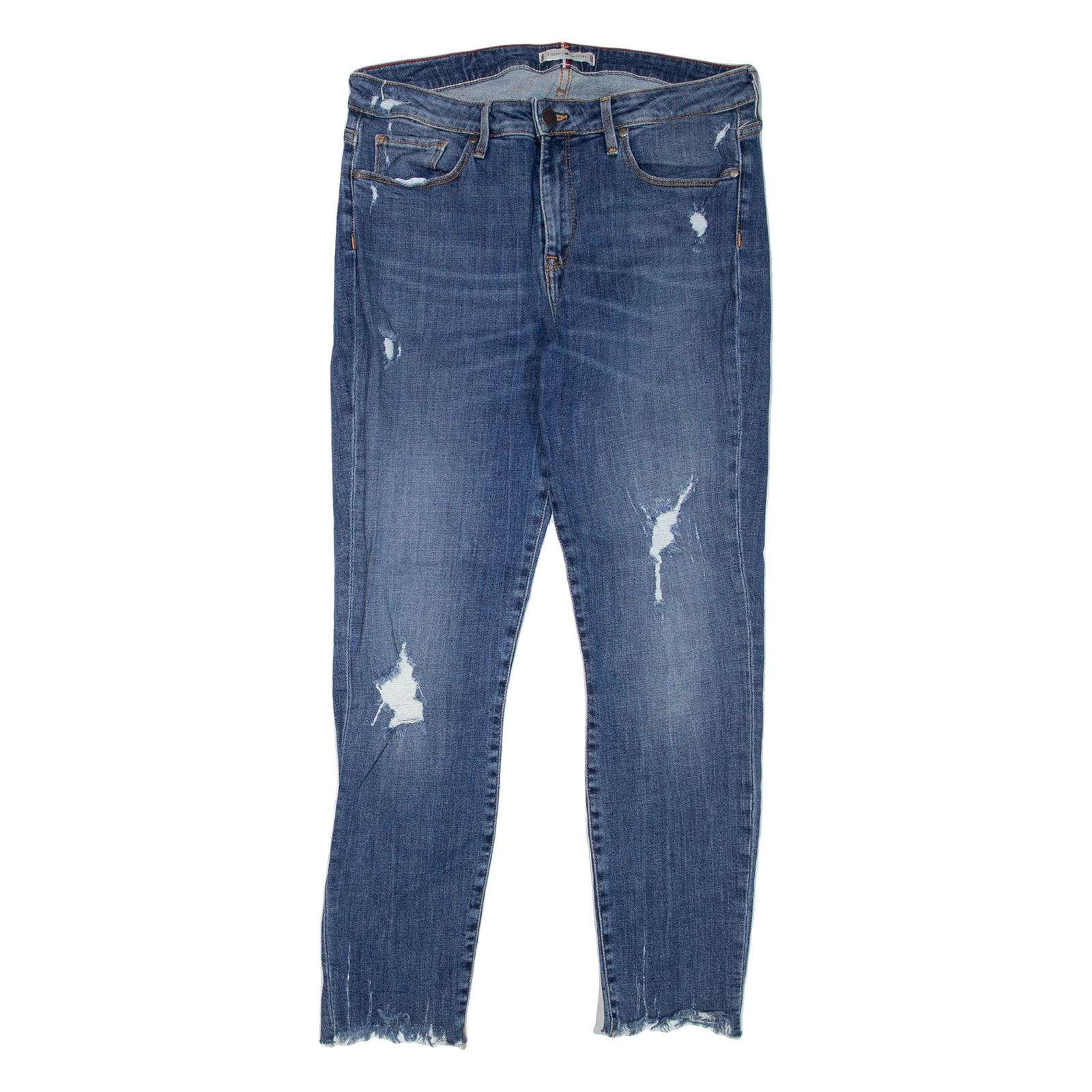 TOMMY HILFIGER Distressed Womens Jeans Blue Regular Skinny W32 L27 Refurbished - N/A refurbished available on Cerqular
